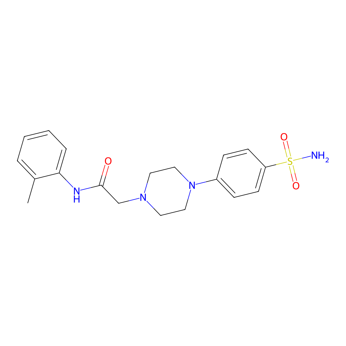 N-(2-methylphenyl)-2-[4-(4-sulfamoylphenyl)piperazin-1-yl]acetamide molecular structure, CAS 1624821-36-8
