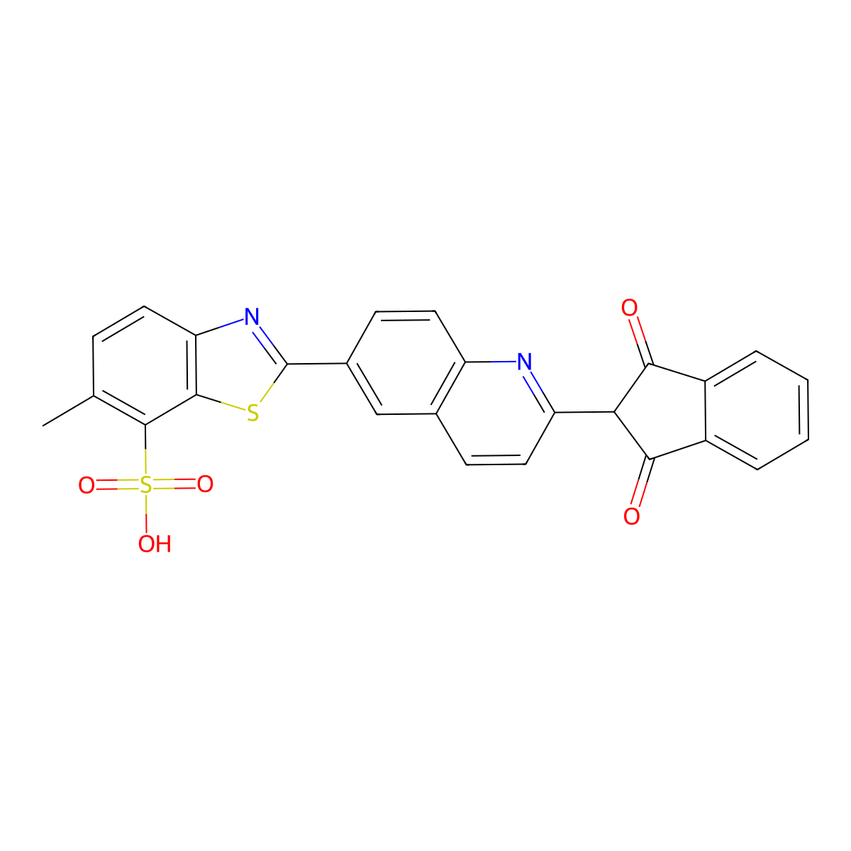 2-(2-(2,3-Dihydro-1,3-dioxo-1H-inden-2-yl)-6-quinolyl)-6-methylbenzothiazole-7-sulphonic acid molecular structure, CAS 16249-86-8