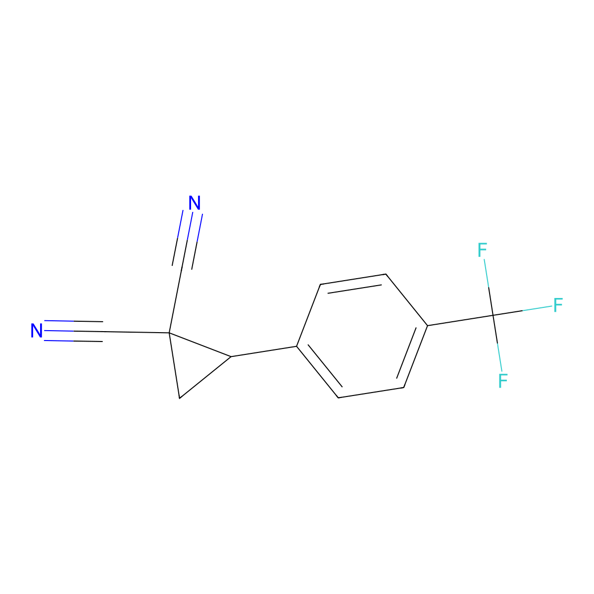 2-(4-(Trifluoromethyl)phenyl)cyclopropane-1,1-dicarbonitrile molecular structure, CAS 1624994-53-1