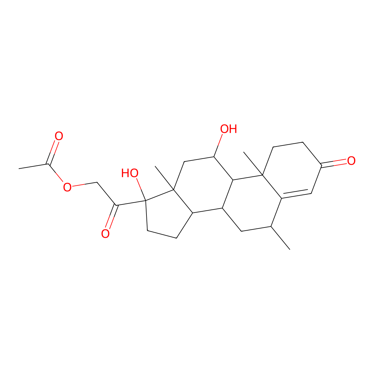 21-Acetoxy-11beta,17-dihydroxy-6alpha-methylpregn-4-ene-3,20-dione molecular structure, CAS 1625-11-2