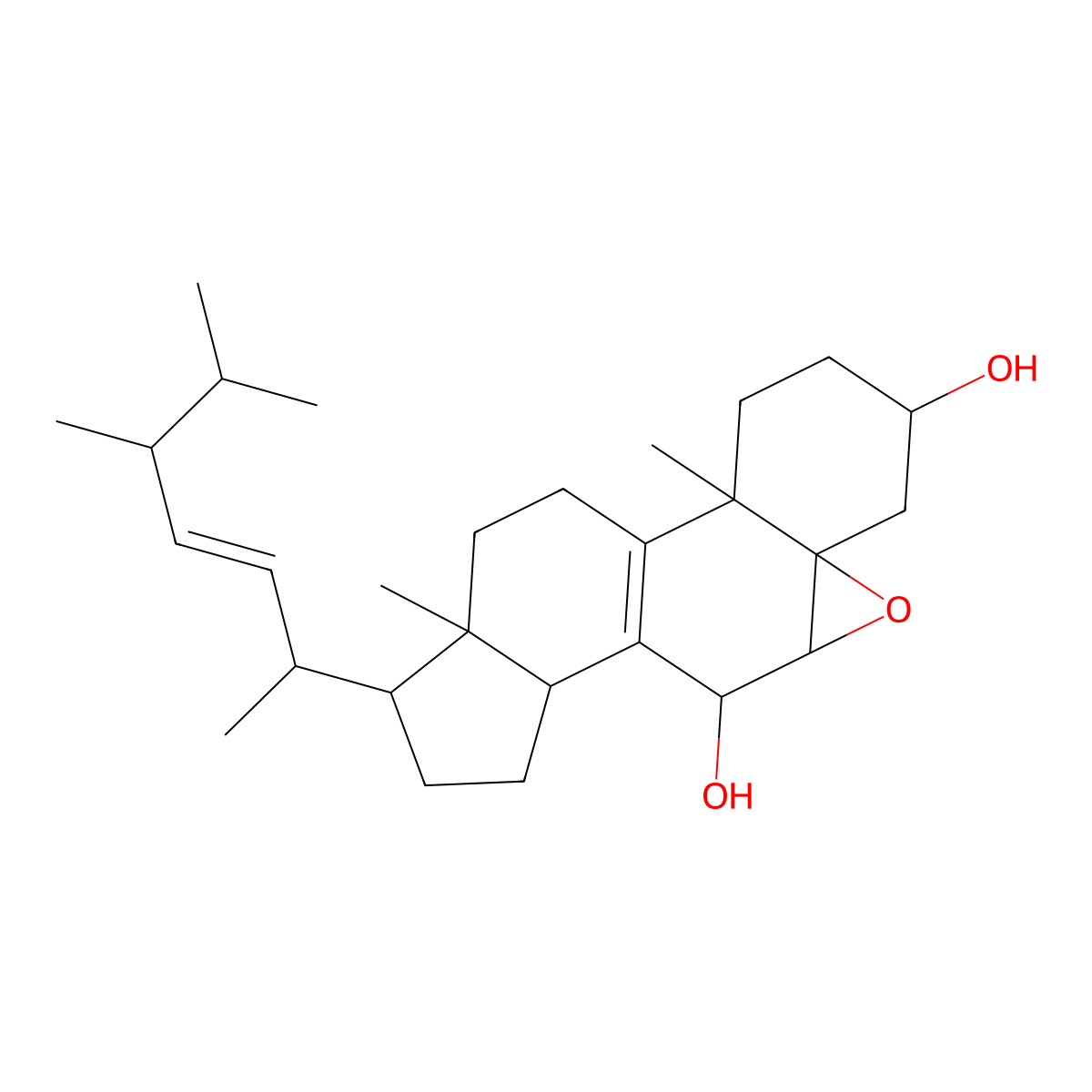 (22E,24R)-ergosta-5alpha,6alpha-epoxide-8,22-diene-3beta,7alpha-diol molecular structure, CAS 16250-61-6