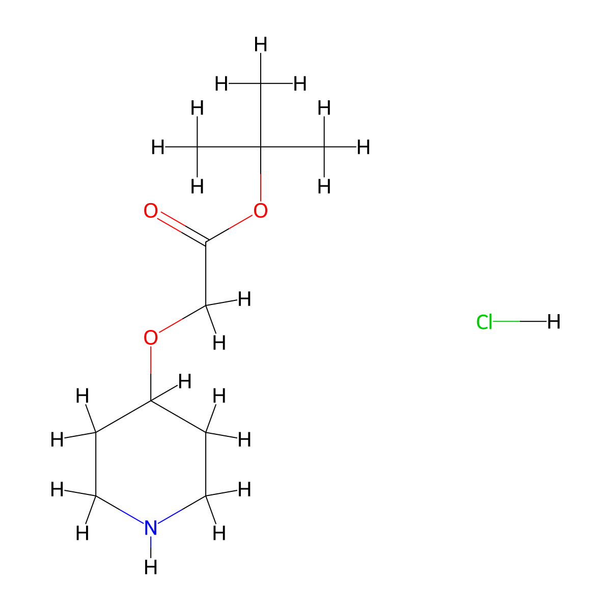 Tert-butyl 2-(piperidin-4-yloxy)acetate hydrochloride molecular structure, CAS 162504-84-9
