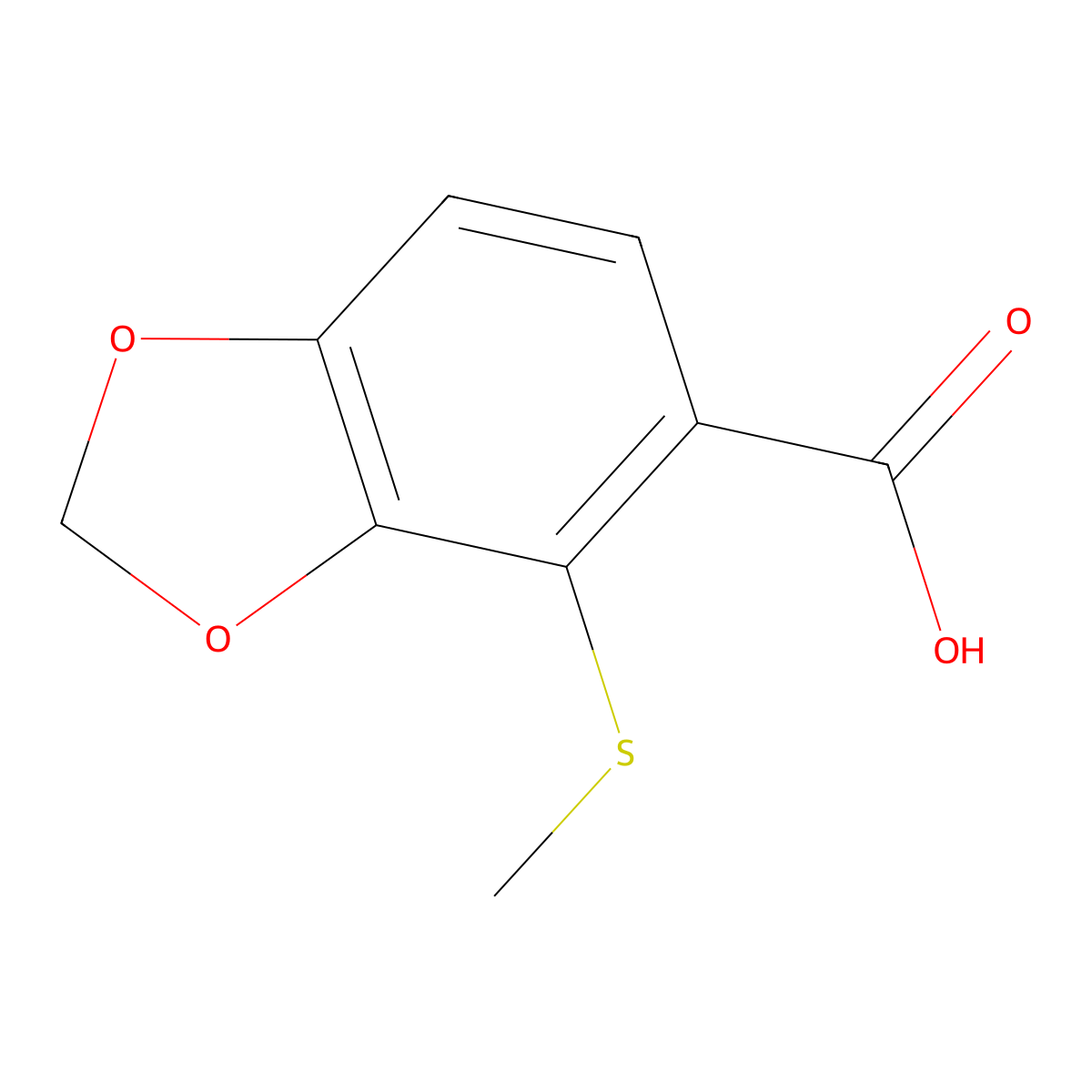 4-(Methylthio)benzo[d][1,3]dioxole-5-carboxylic acid molecular structure, CAS 162506-61-8