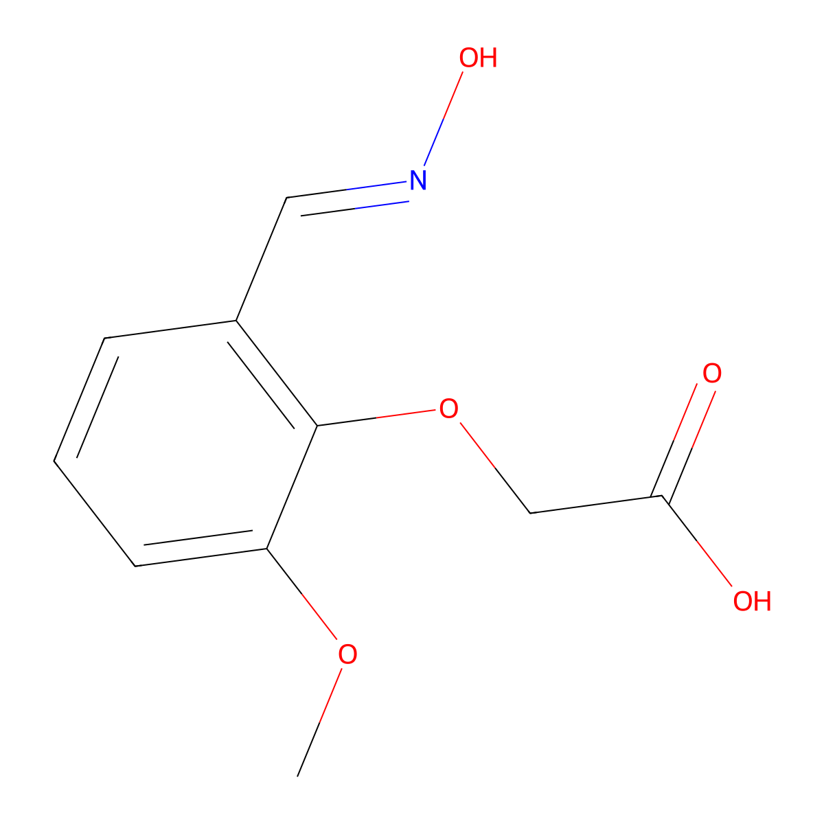 2-{2-[(1E)-(hydroxyimino)methyl]-6-methoxyphenoxy}acetic acid molecular structure, CAS 162509-50-4