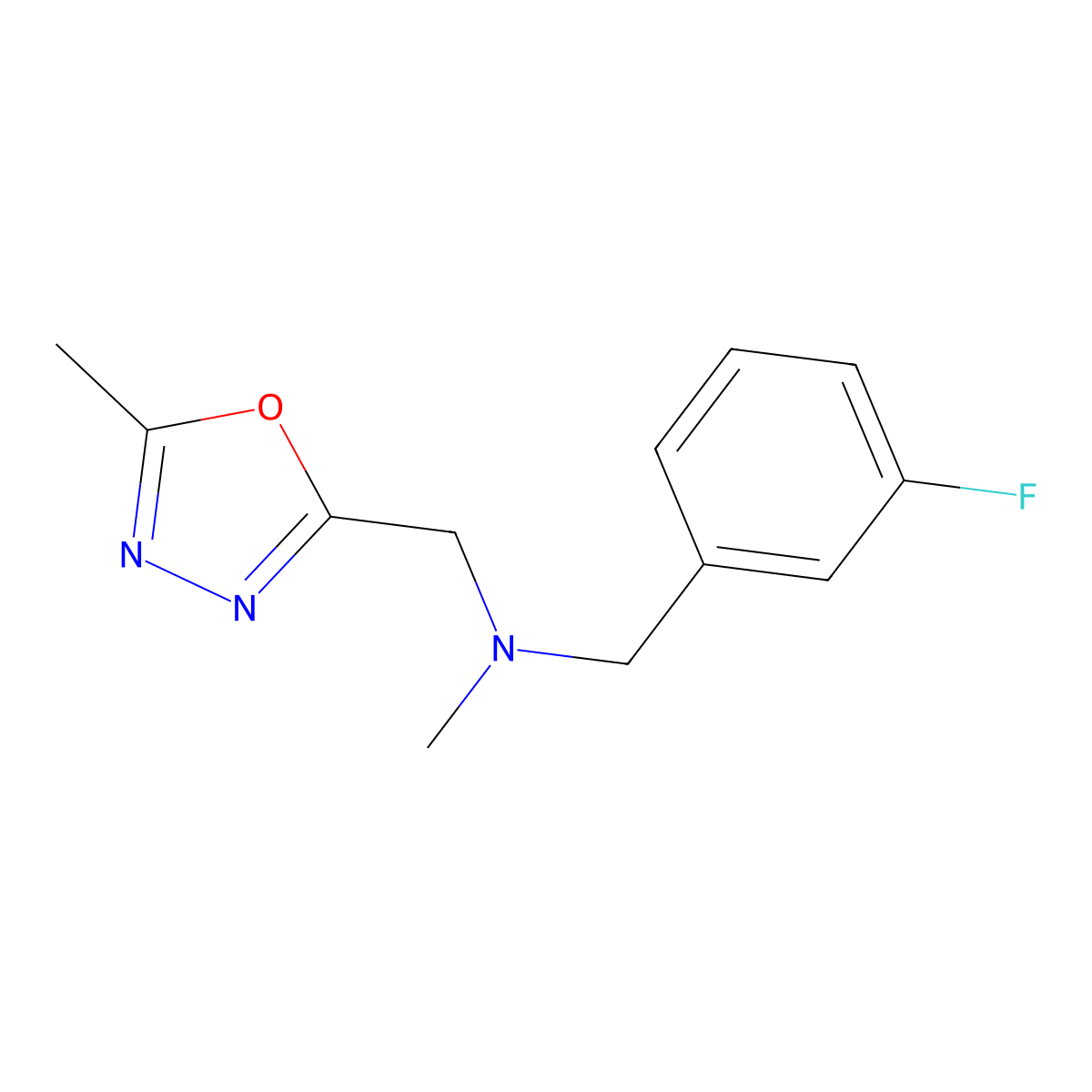 [(3-Fluorophenyl)methyl](methyl)[(5-methyl-1,3,4-oxadiazol-2-yl)methyl]amine molecular structure, CAS 1625090-95-0