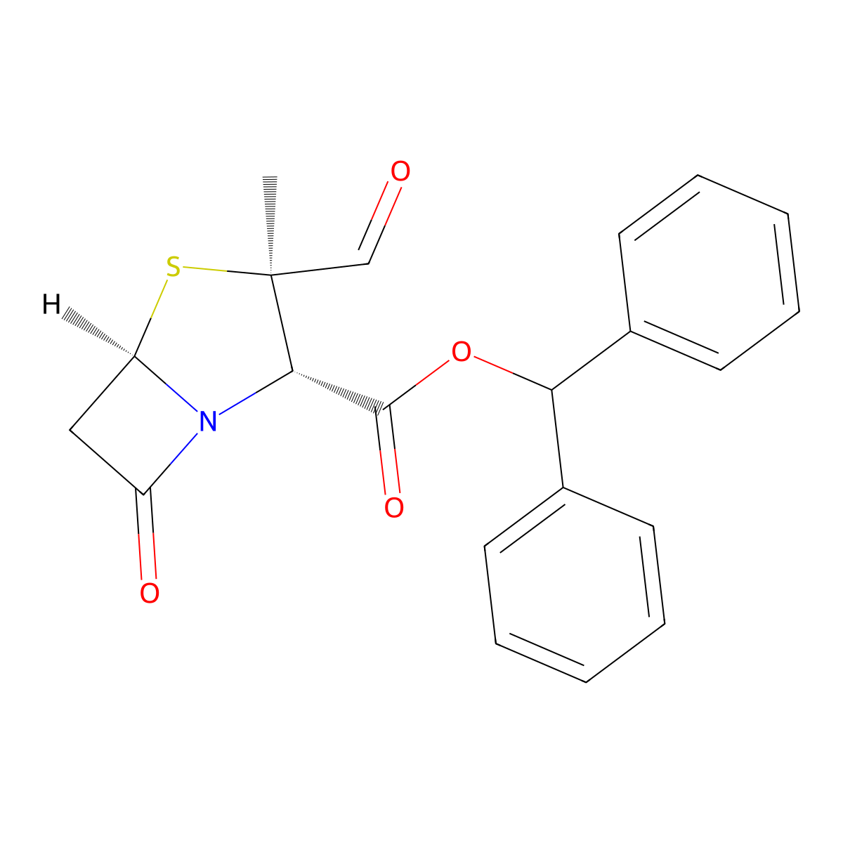 benzhydryl (2S,3R,5R)-3-formyl-3-methyl-7-oxo-4-thia-1-azabicyclo[3.2.0]heptane-2-carboxylate molecular structure, CAS 162514-95-6