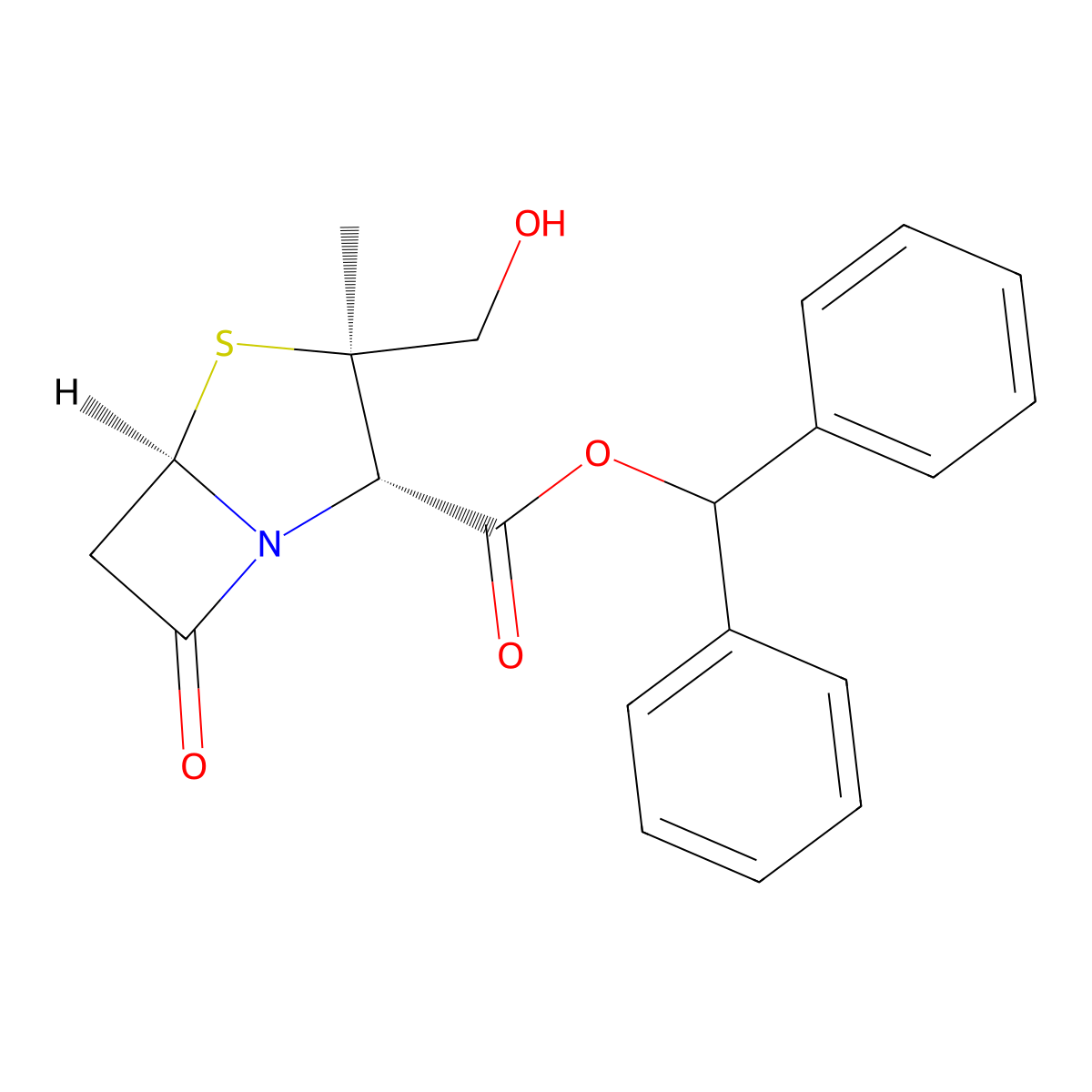 benzhydryl (2S,3R,5R)-3-hydroxymethyl-3-methyl-7-oxo-4-thia-1-aza-bicyclo[3.2.0]heptane-2-carboxylate molecular structure, CAS 162514-96-7