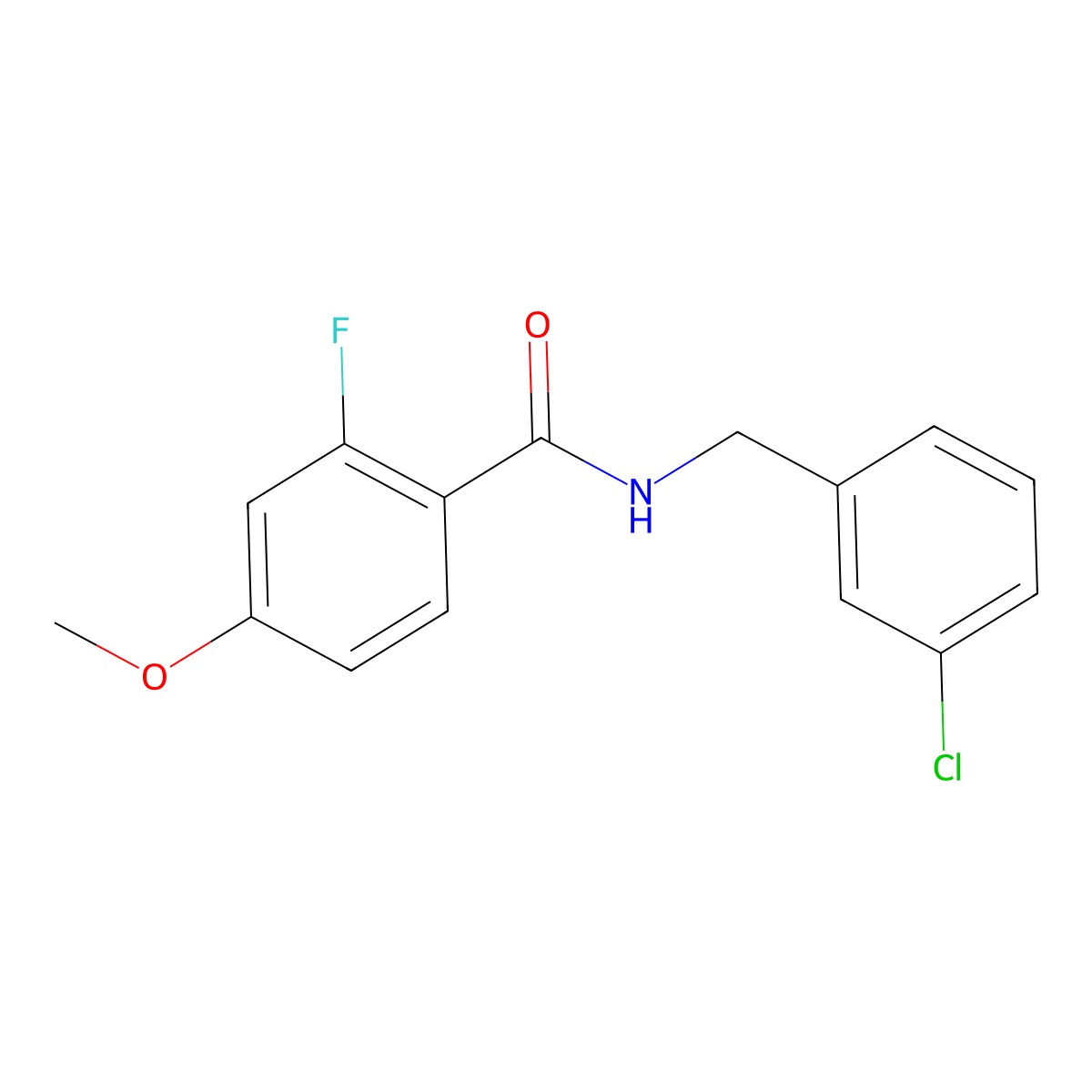 N-[(3-chlorophenyl)methyl]-2-fluoro-4-methoxybenzamide molecular structure, CAS 1625172-61-3