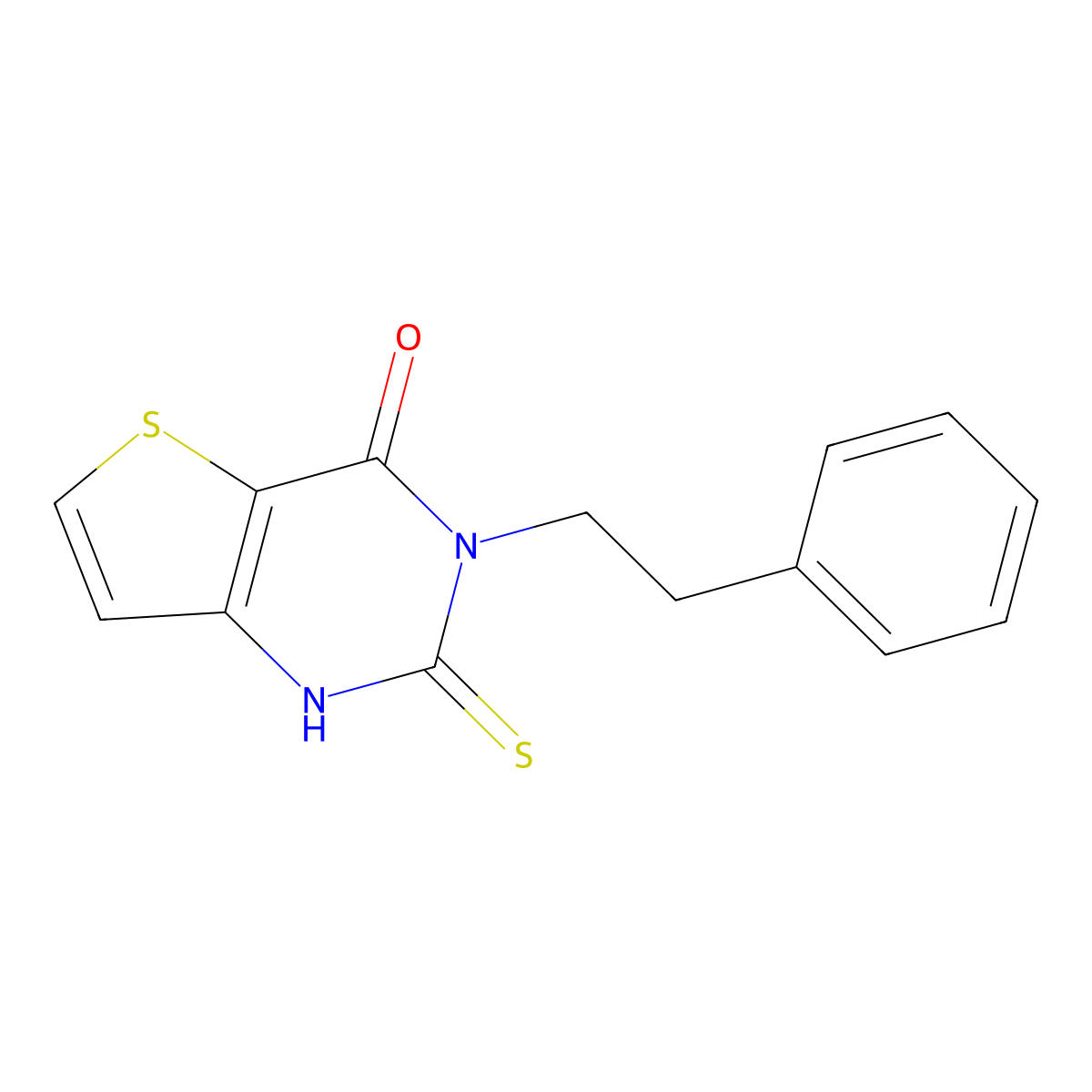 3-(2-phenylethyl)-2-thioxo-2,3-dihydrothieno[3,2-d]pyrimidin-4(1H)-one molecular structure, CAS 162519-32-6