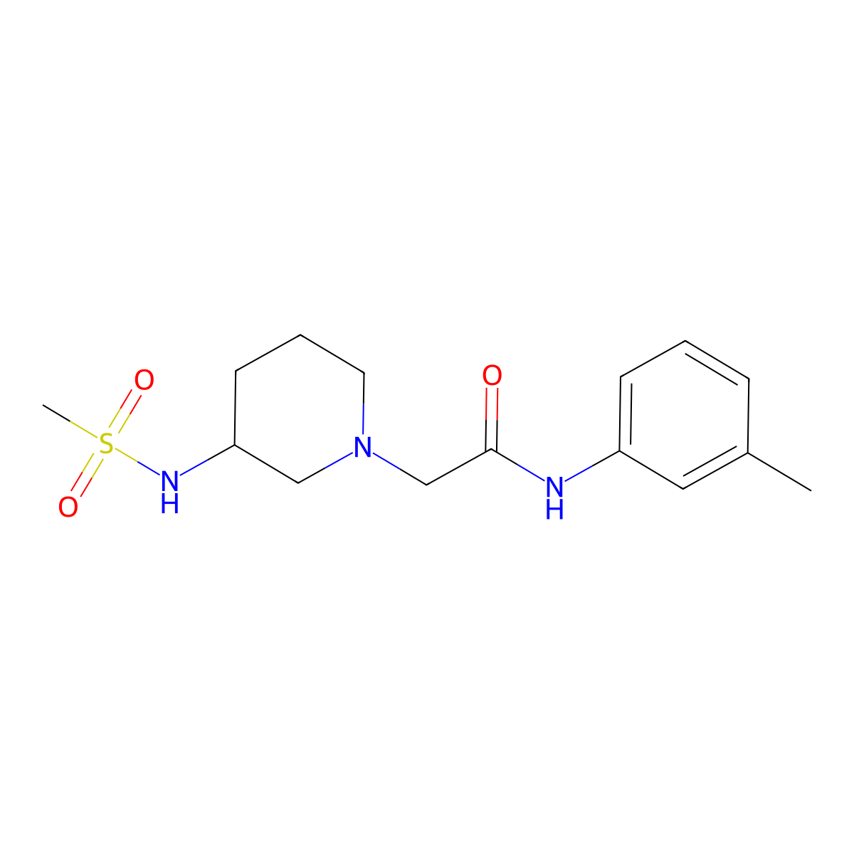 2-(3-methanesulfonamidopiperidin-1-yl)-N-(3-methylphenyl)acetamide molecular structure, CAS 1625229-42-6
