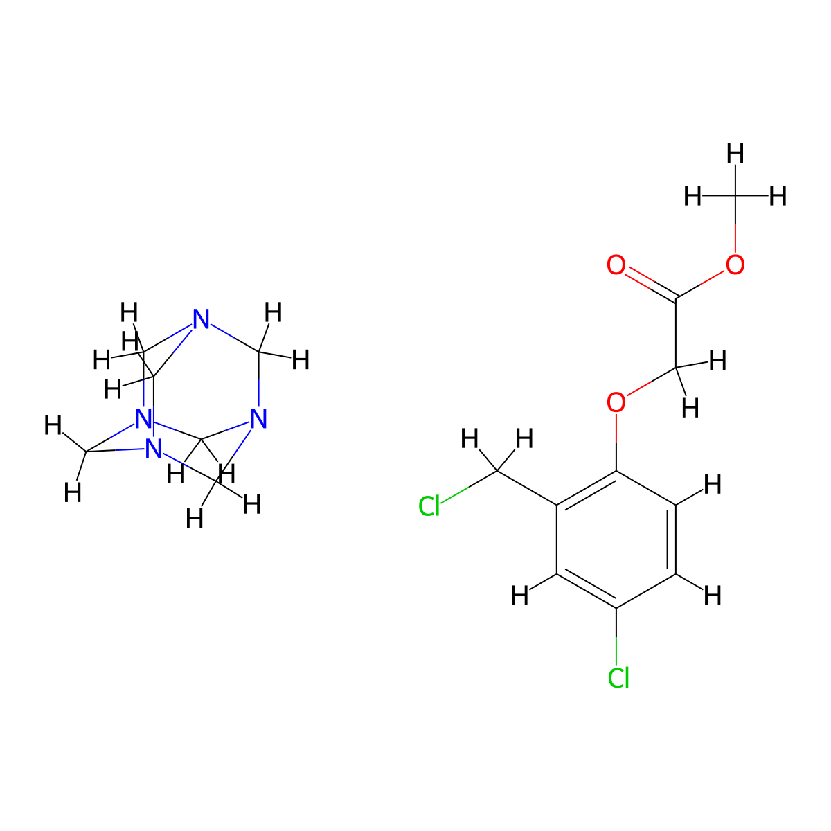 Methyl 2-[4-chloro-2-(chloromethyl)phenoxy]acetate;1,3,5,7-tetrazatricyclo[3.3.1.13,7]decane molecular structure, CAS 16253-46-6