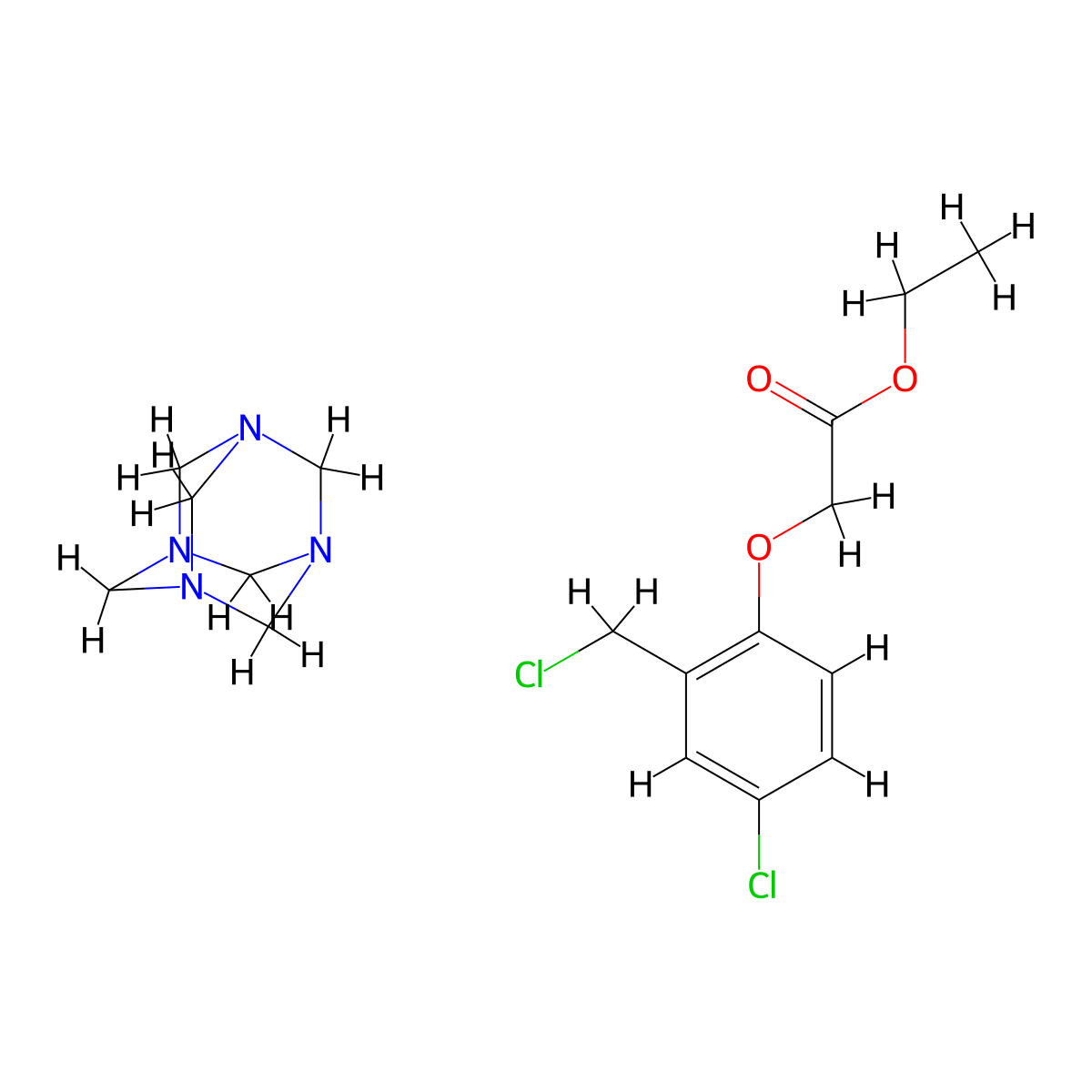 Acetic acid, ((alpha,4-dichloro-o-tolyl)oxy)-, ethyl ester, compd with hexamethylenetetraamine (1:1) molecular structure, CAS 16253-47-7