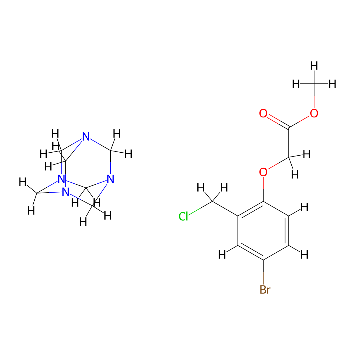Methyl 2-[4-bromo-2-(chloromethyl)phenoxy]acetate;1,3,5,7-tetrazatricyclo[3.3.1.13,7]decane molecular structure, CAS 16253-49-9