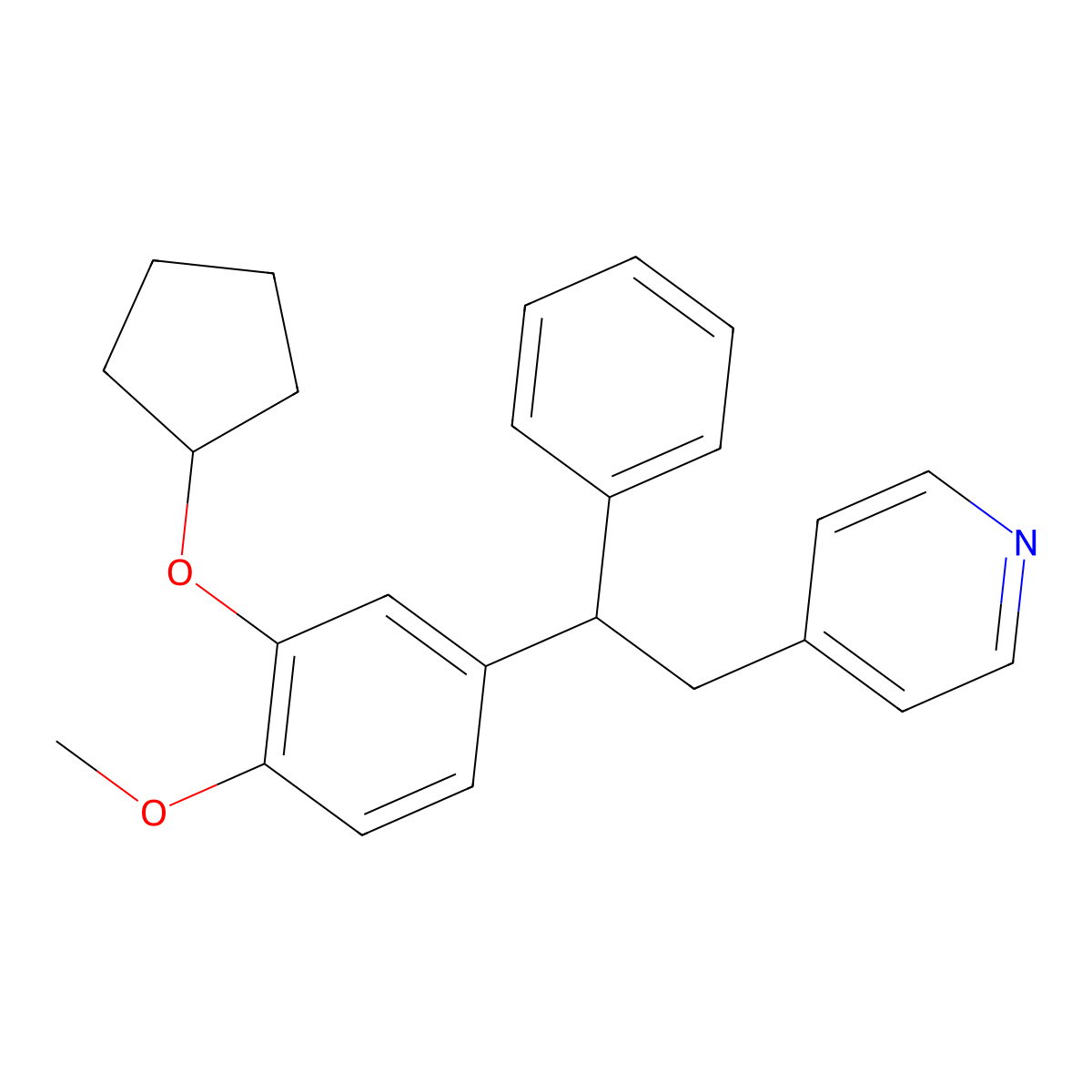 4-(2-(3-(Cyclopentyloxy)-4-methoxyphenyl)-2-phenylethyl)pyridine molecular structure, CAS 162542-90-7