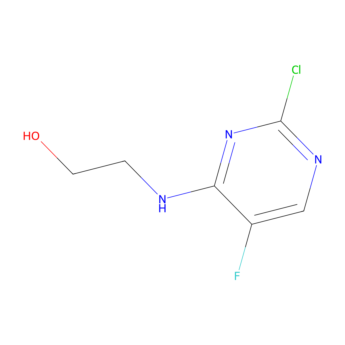 2-[(2-Chloro-5-fluoropyrimidin-4-yl)amino]ethanol molecular structure, CAS 16255-90-6