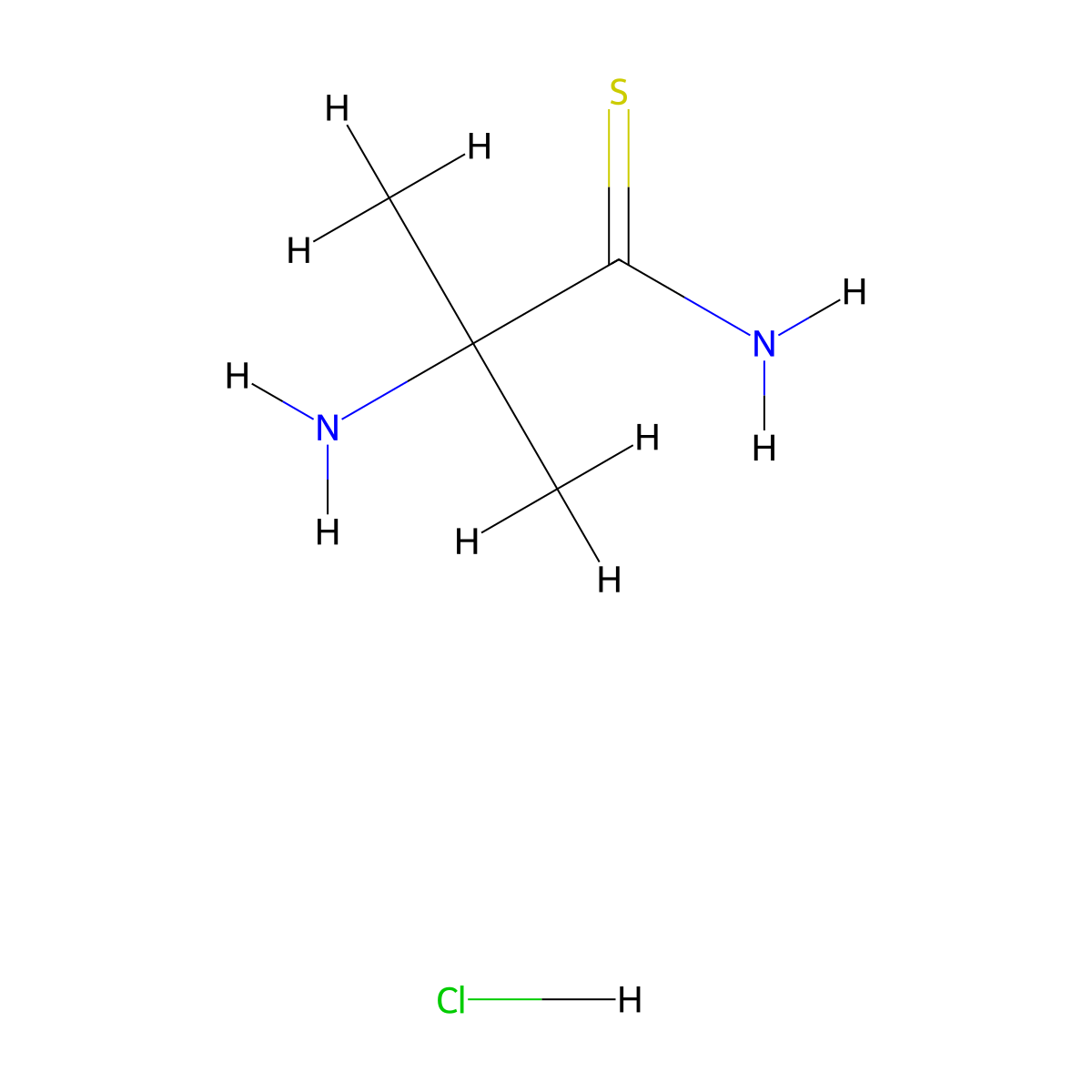 2-Amino-2-methylpropanethioamide hydrochloride molecular structure, CAS 16256-15-8