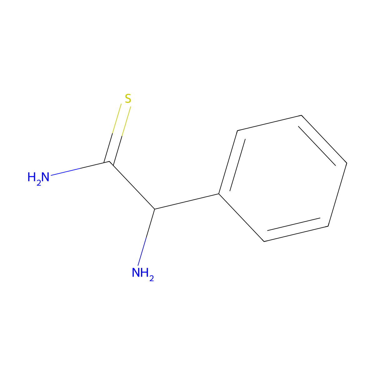 2-Amino-2-phenylethanethioamide molecular structure, CAS 16256-21-6