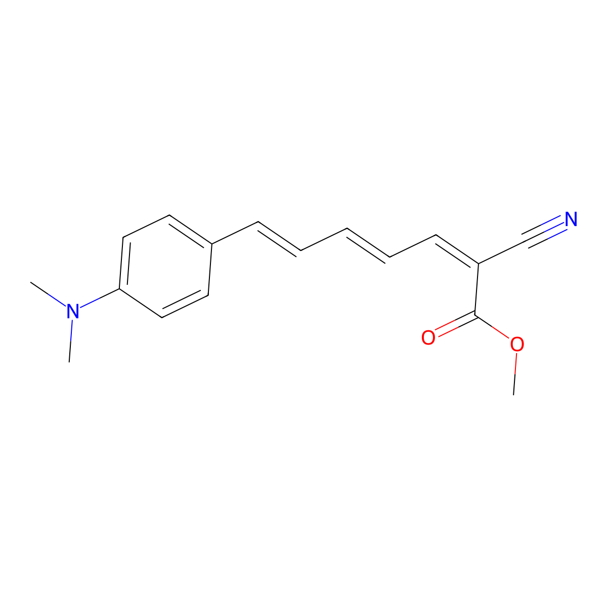 Methyl 2-cyano-7-[4-(dimethylamino)phenyl]hepta-2,4,6-trienoate molecular structure, CAS 1625629-51-7