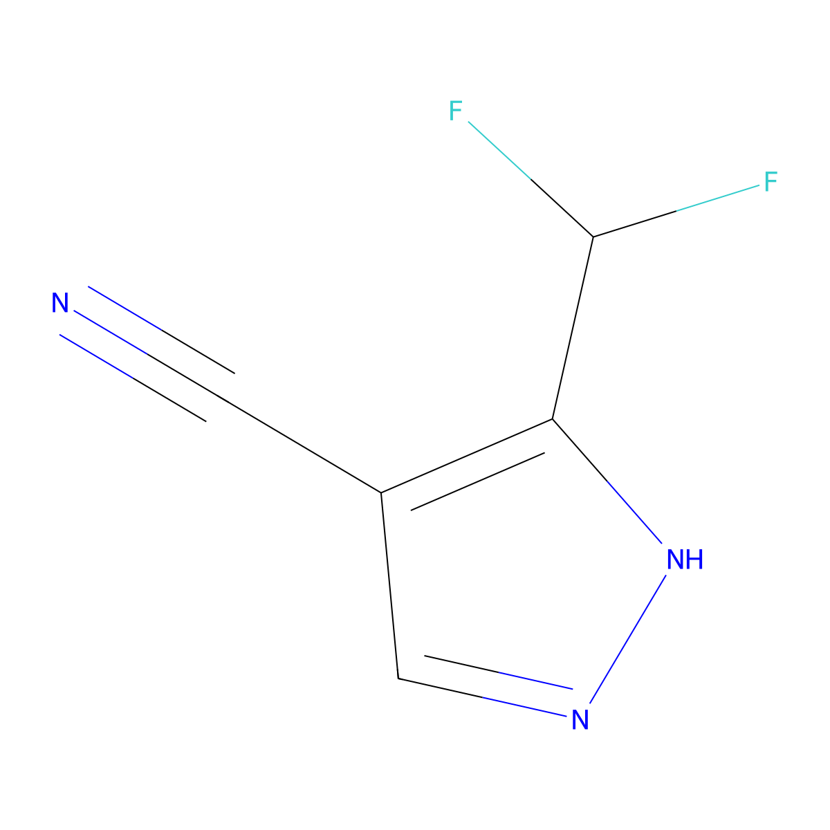 3-(Difluoromethyl)-1H-pyrazole-4-carbonitrile molecular structure, CAS 1625636-71-6