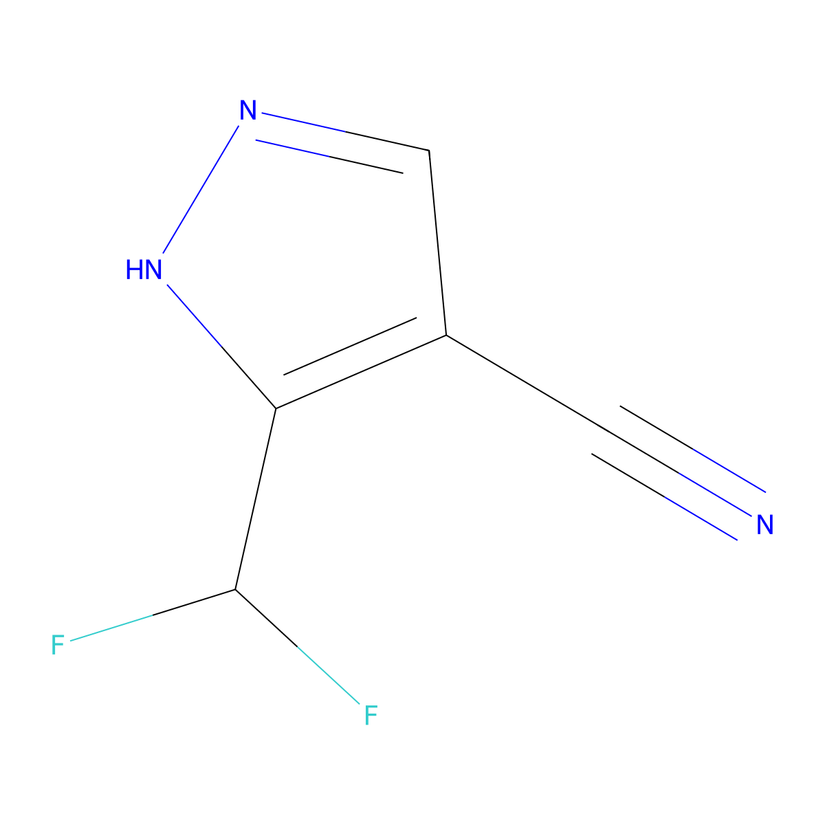 3-(Difluoromethyl)-1H-pyrazole-4-carbonitrile molecular structure, CAS 1625636-71-6