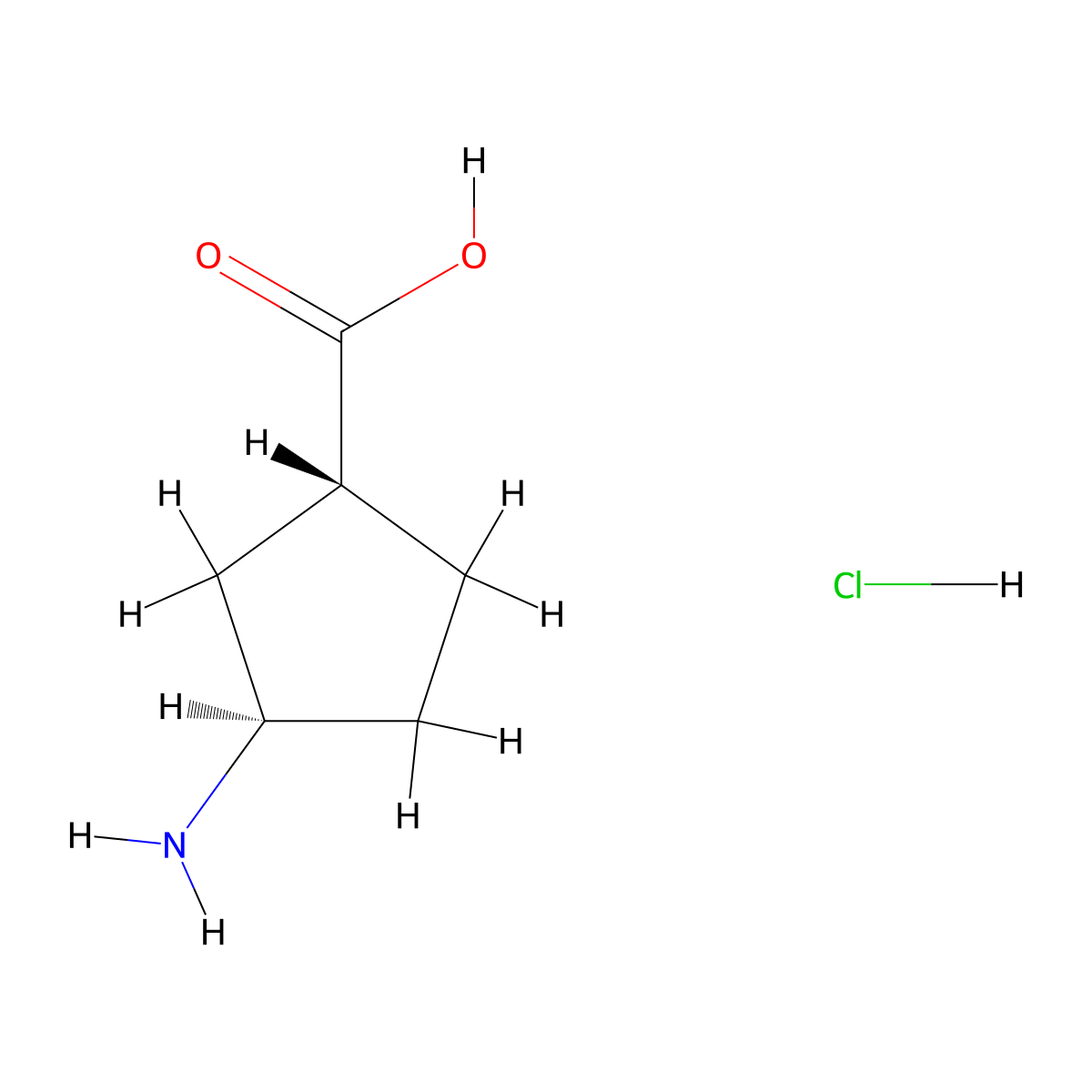 (1R,3R)-3-aminocyclopentanecarboxylic acid hydrochloride molecular structure, CAS 1625682-44-1