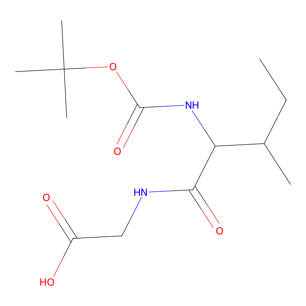 2-((2S,3S)-2-((tert-Butoxycarbonyl)amino)-3-methylpentanamido)acetic acid molecular structure, CAS 16257-05-9