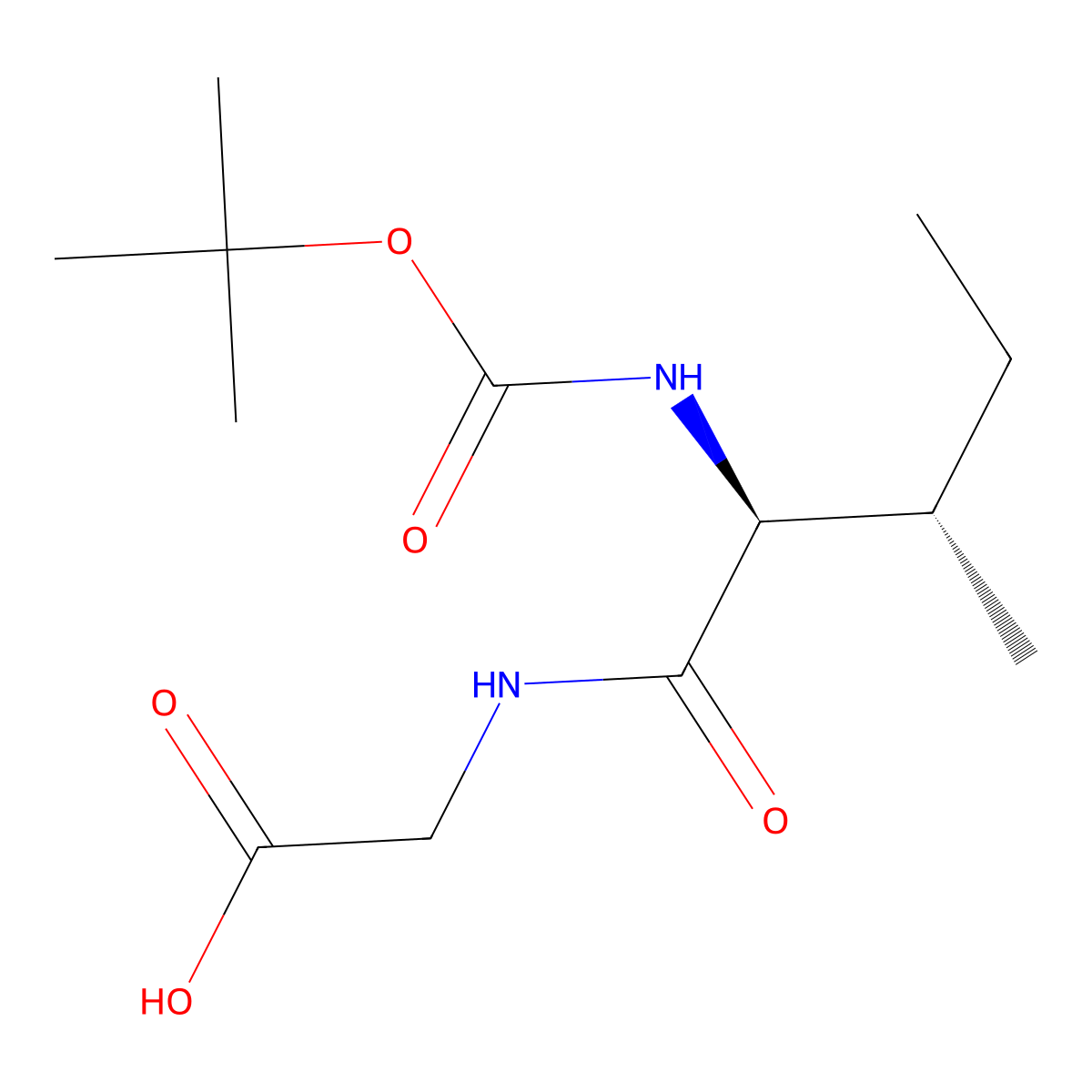 2-((2S,3S)-2-((tert-Butoxycarbonyl)amino)-3-methylpentanamido)acetic acid molecular structure, CAS 16257-05-9