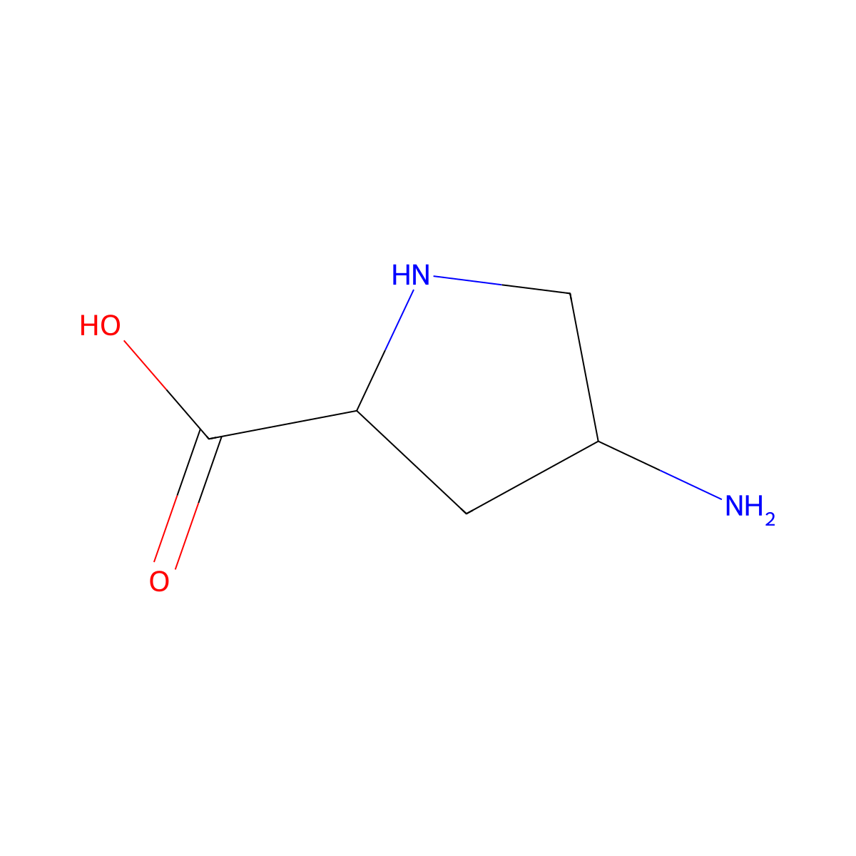 (2S,4S)-4-Aminopyrrolidine-2-carboxylic acid molecular structure, CAS 16257-83-3