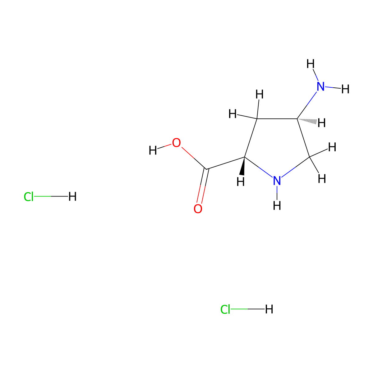 (2S,4R)-4-Aminopyrrolidine-2-carboxylic acid dihydrochloride molecular structure, CAS 16257-89-9