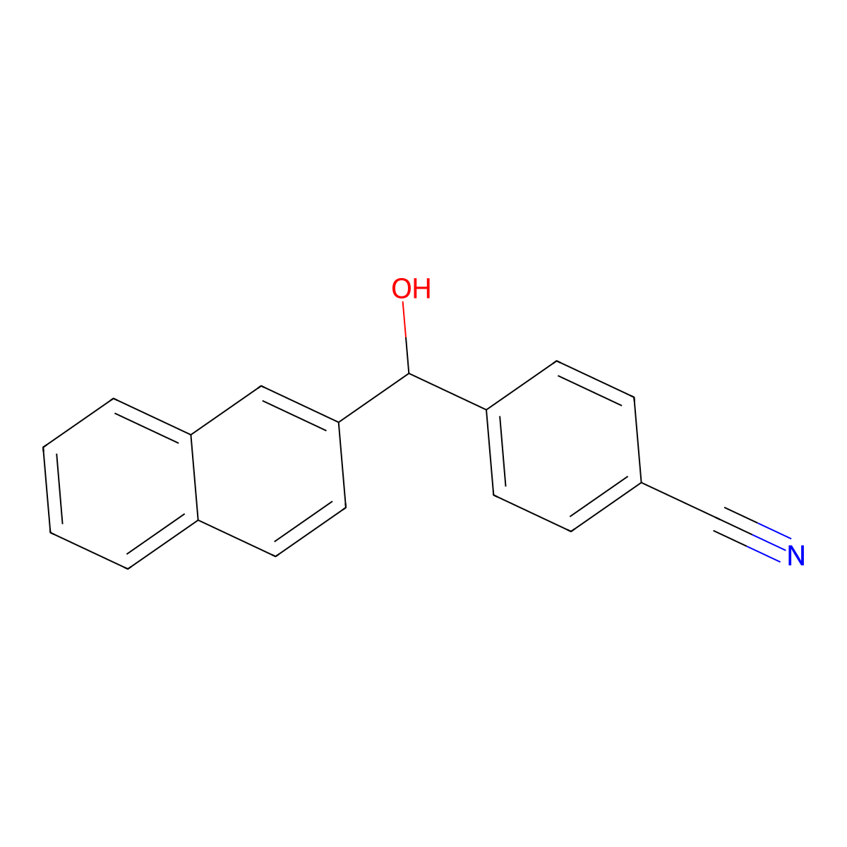 Benzonitrile, 4-(hydroxy-2-naphthalenylmethyl)- molecular structure, CAS 162574-28-9