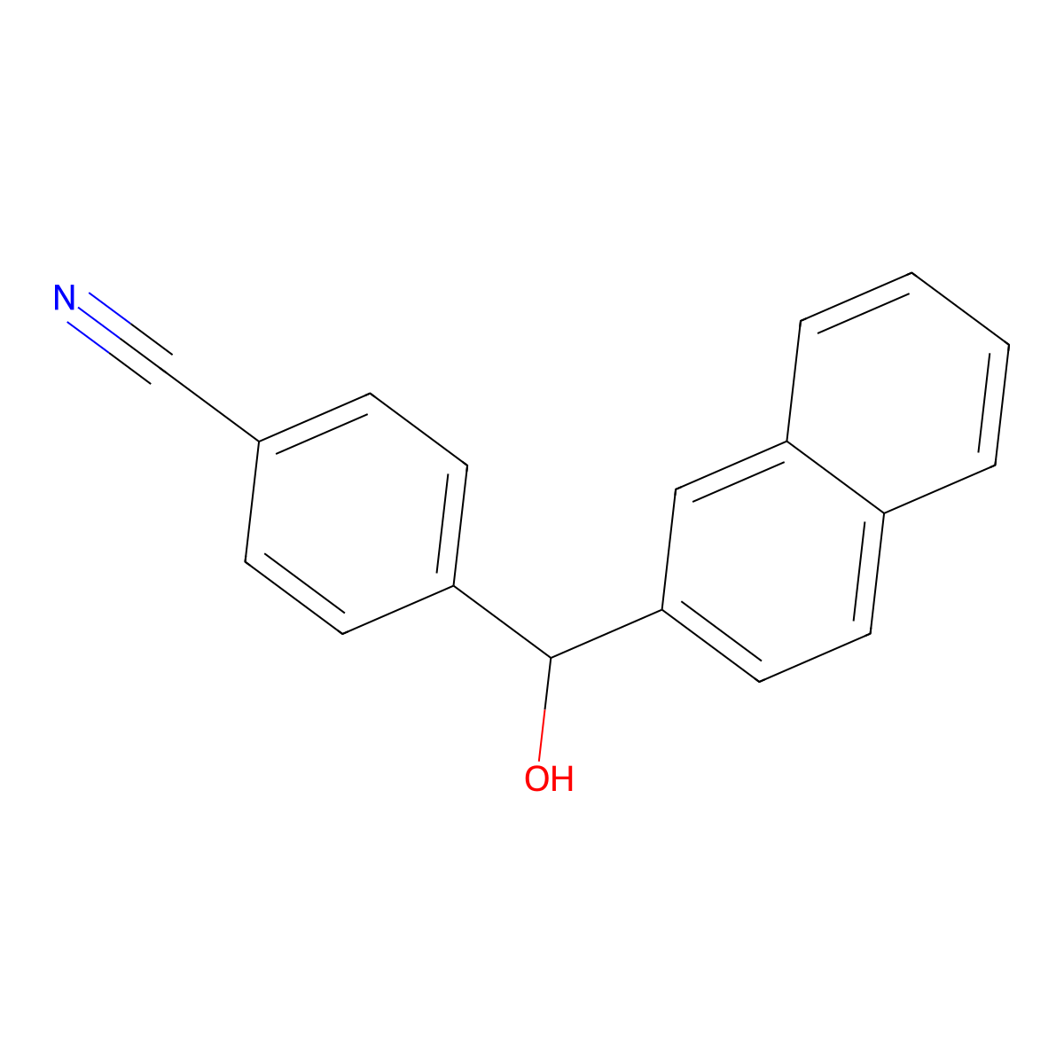 Benzonitrile, 4-(hydroxy-2-naphthalenylmethyl)- molecular structure, CAS 162574-28-9
