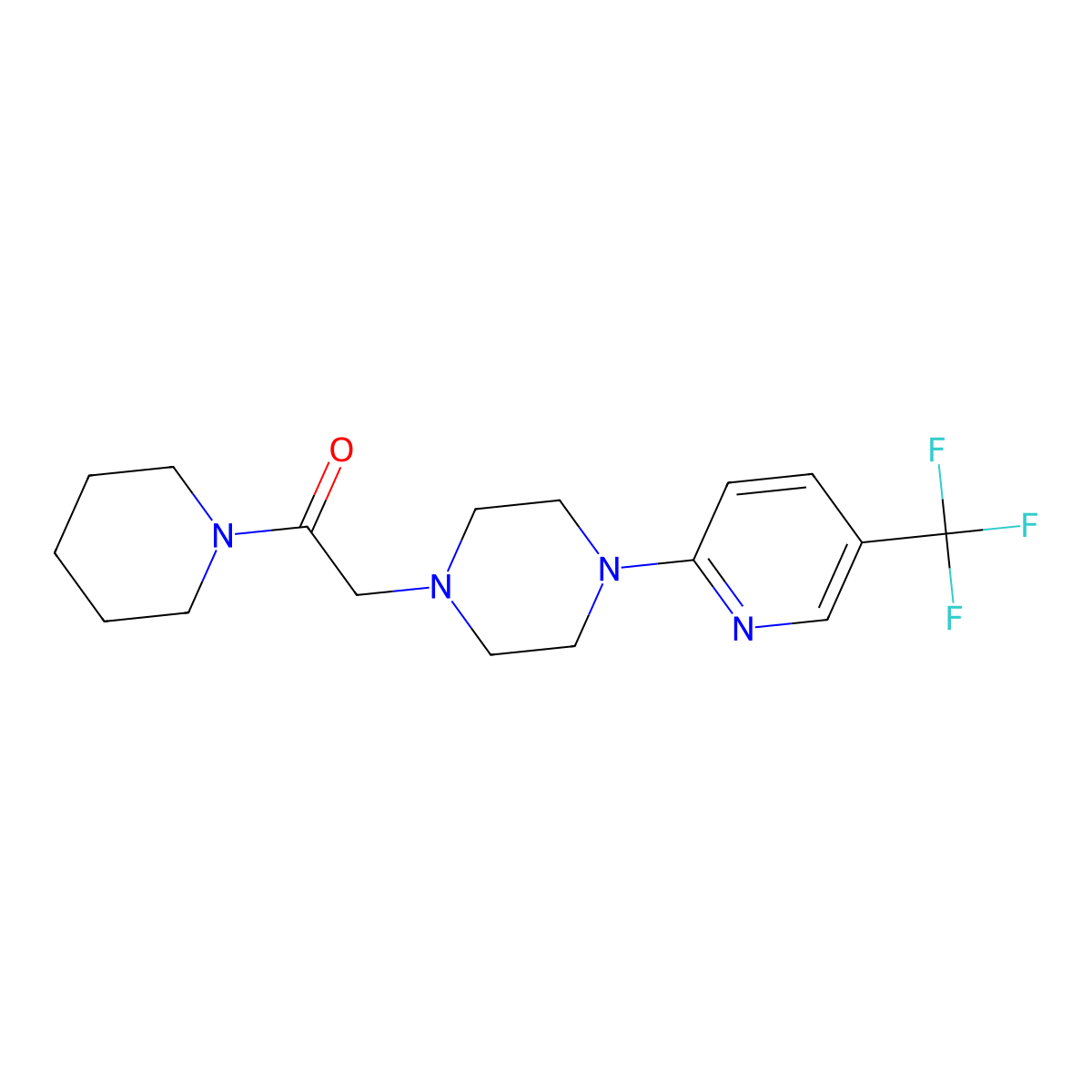 1-(Piperidin-1-yl)-2-{4-[5-(trifluoromethyl)pyridin-2-yl]piperazin-1-yl}ethan-1-one molecular structure, CAS 1625788-11-5