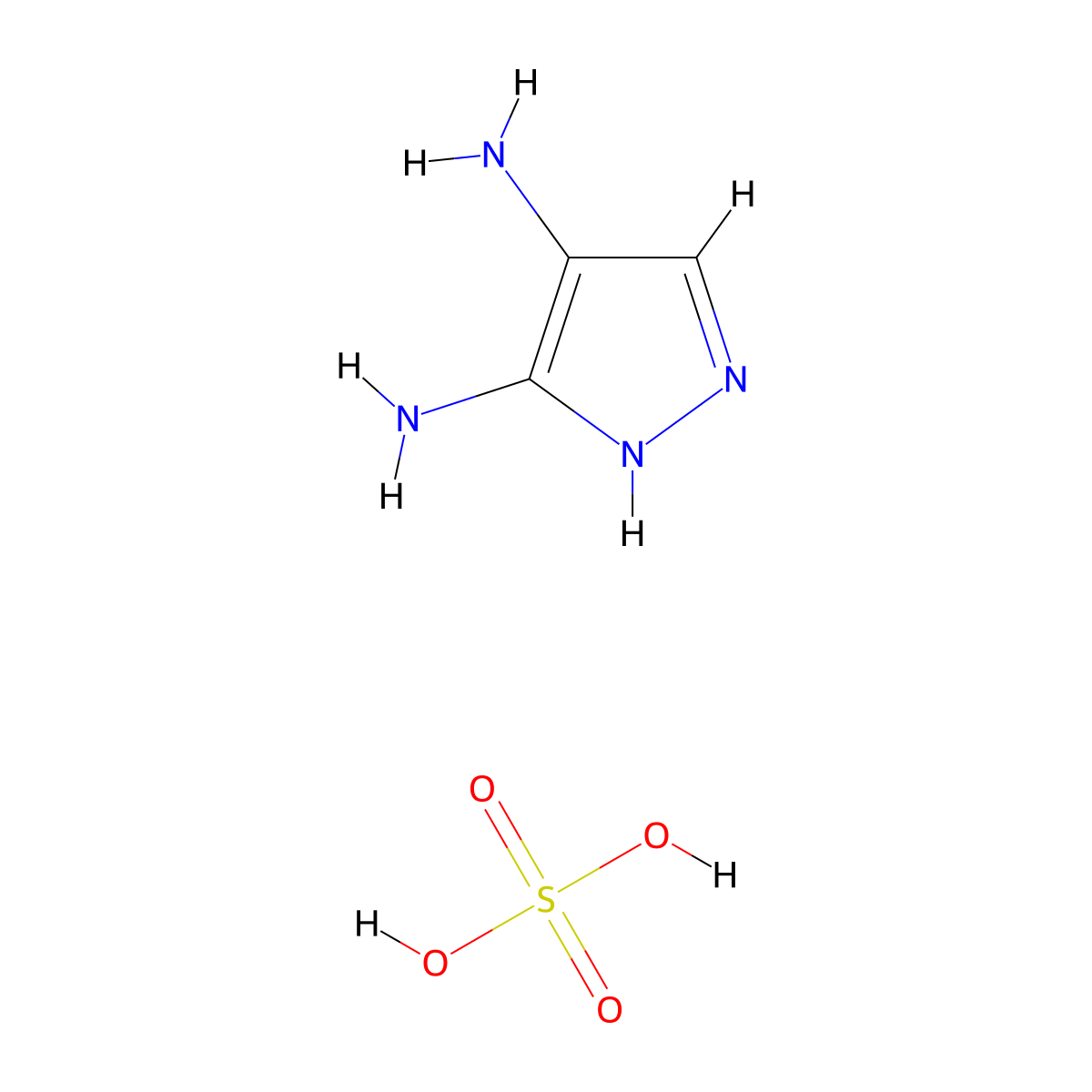 1H-pyrazole-3,4-diamine sulfate molecular structure, CAS 16258-80-3