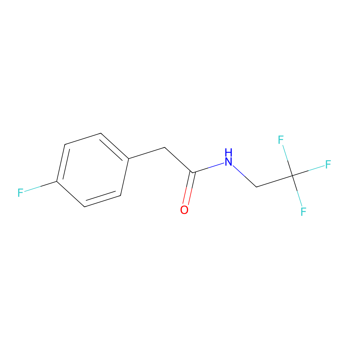 2-(4-fluorophenyl)-N-(2,2,2-trifluoroethyl)acetamide molecular structure, CAS 1625830-08-1