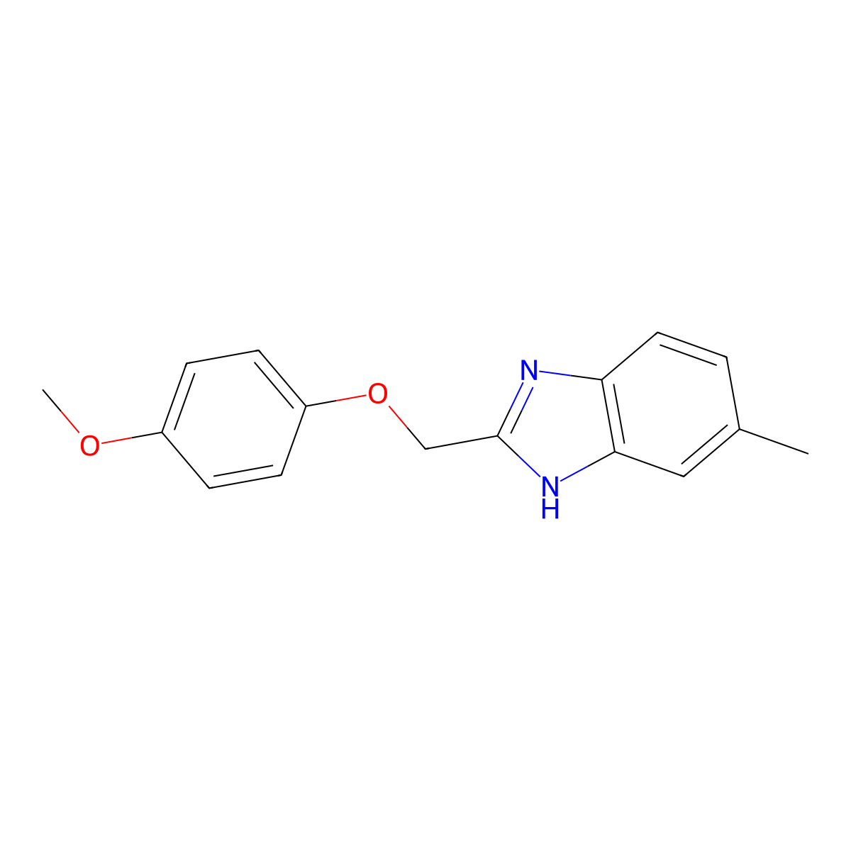 2-[(4-methoxyphenoxy)methyl]-5-methyl-1H-1,3-benzodiazole molecular structure, CAS 1626-34-2