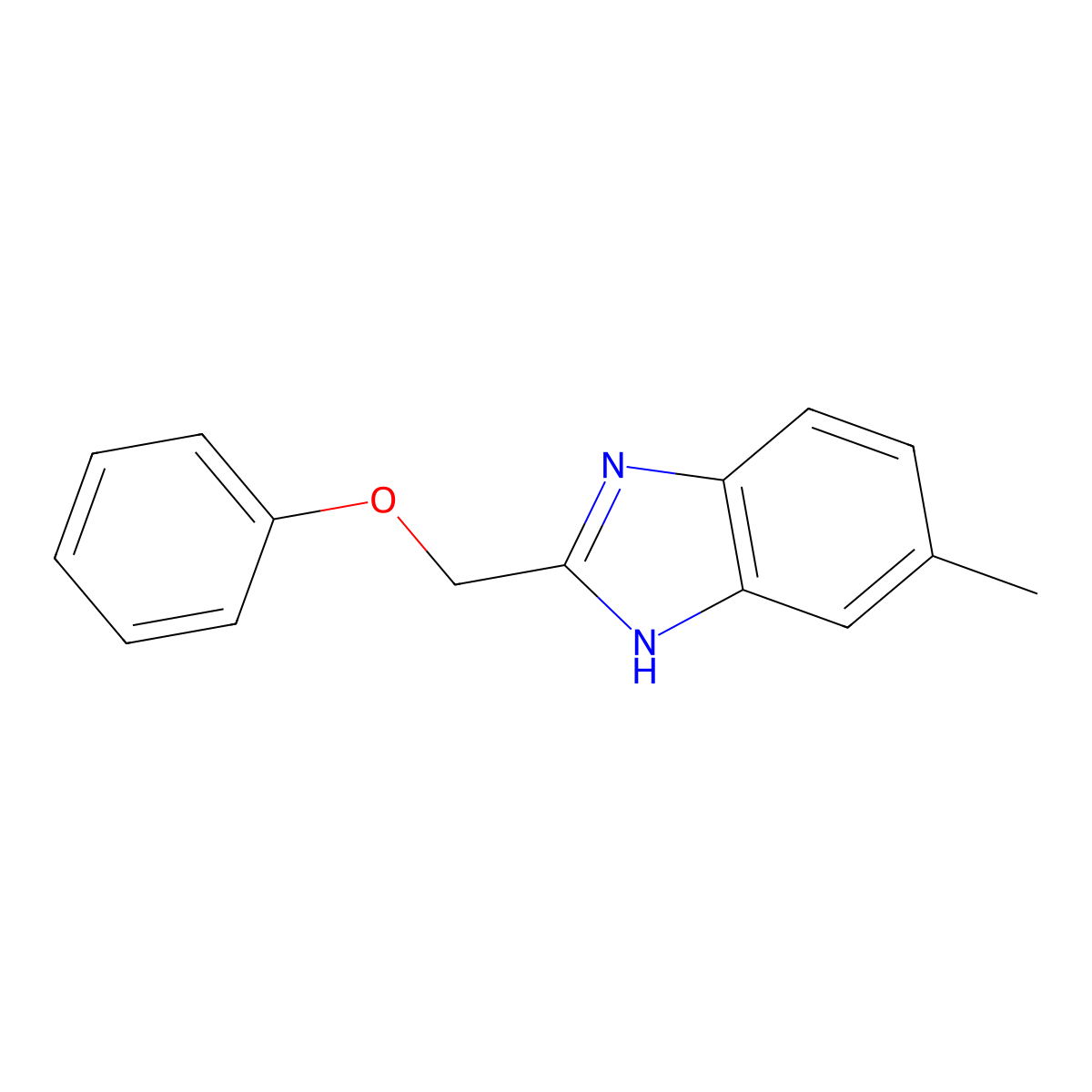 6-methyl-2-(phenoxymethyl)-1H-benzimidazole molecular structure, CAS 1626-36-4