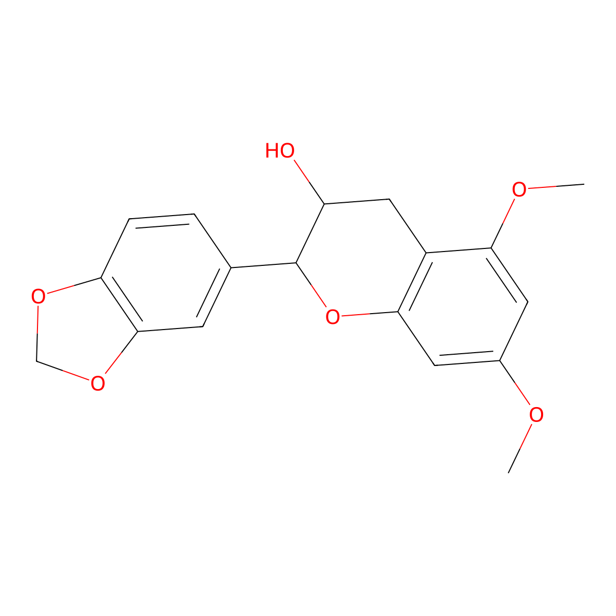 (2R,3R)-2-(Benzo[d][1,3]dioxol-5-yl)-5,7-dimethoxychroman-3-ol molecular structure, CAS 162602-04-2