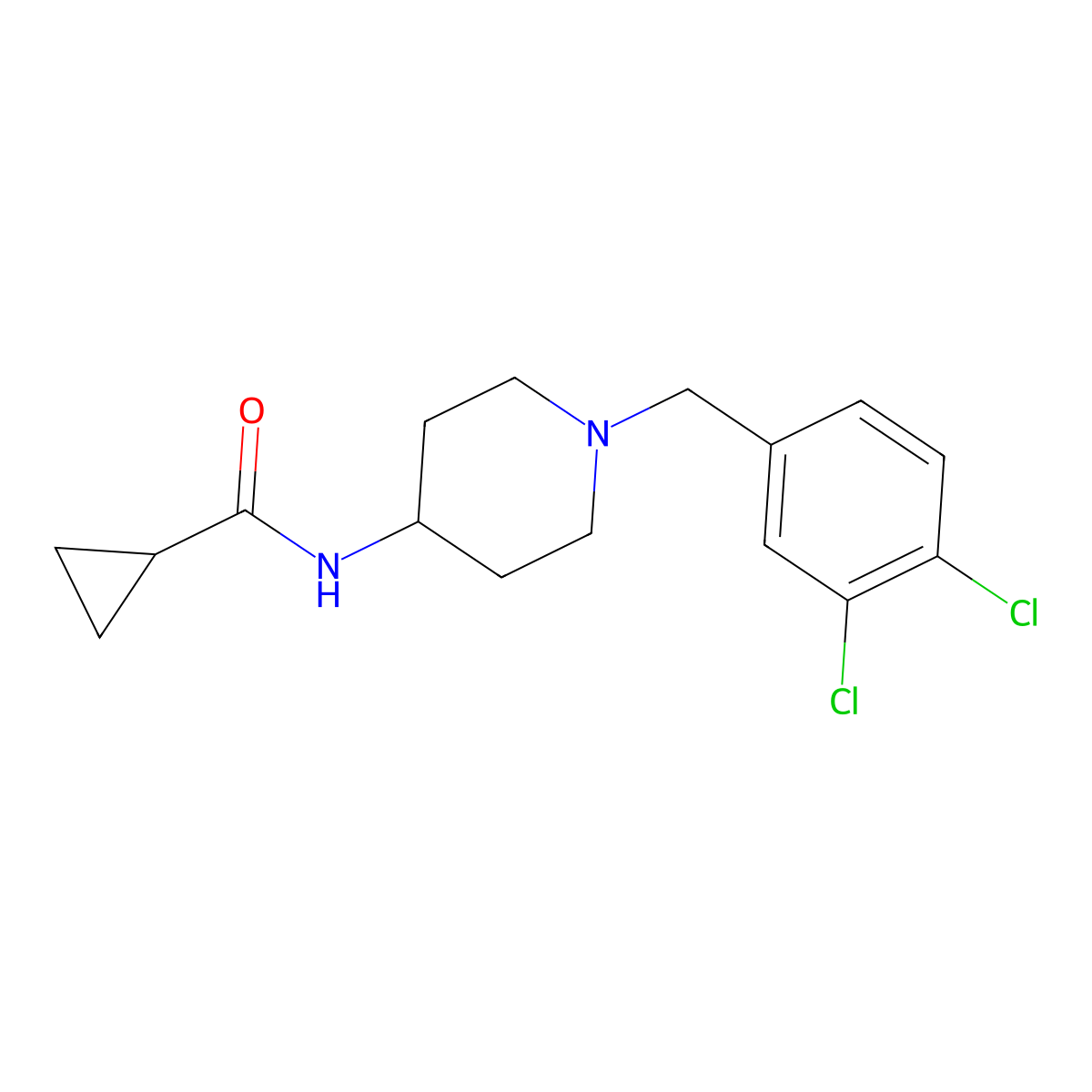 N-{1-[(3,4-dichlorophenyl)methyl]piperidin-4-yl}cyclopropanecarboxamide molecular structure, CAS 1626036-34-7