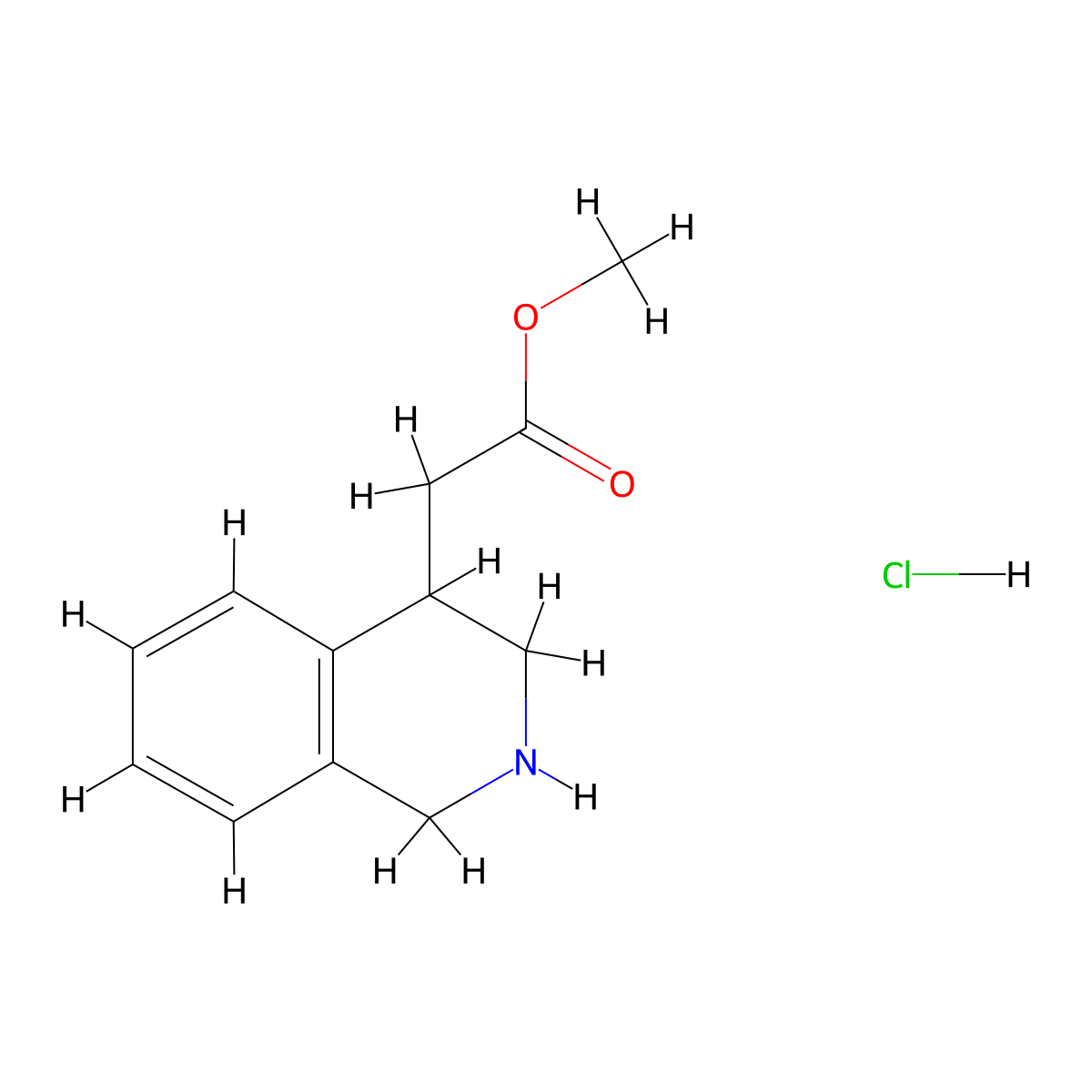 Methyl 2-(1,2,3,4-tetrahydroisoquinolin-4-yl)acetate hydrochloride molecular structure, CAS 16261-33-9