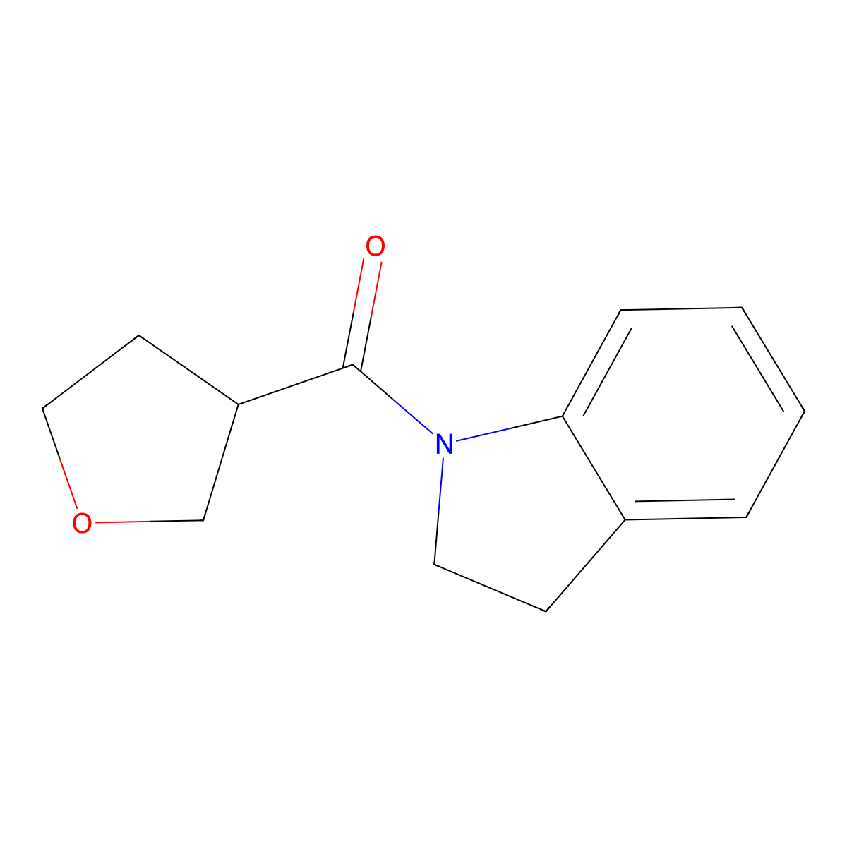 1-(oxolane-3-carbonyl)-2,3-dihydro-1H-indole molecular structure, CAS 1626113-97-0