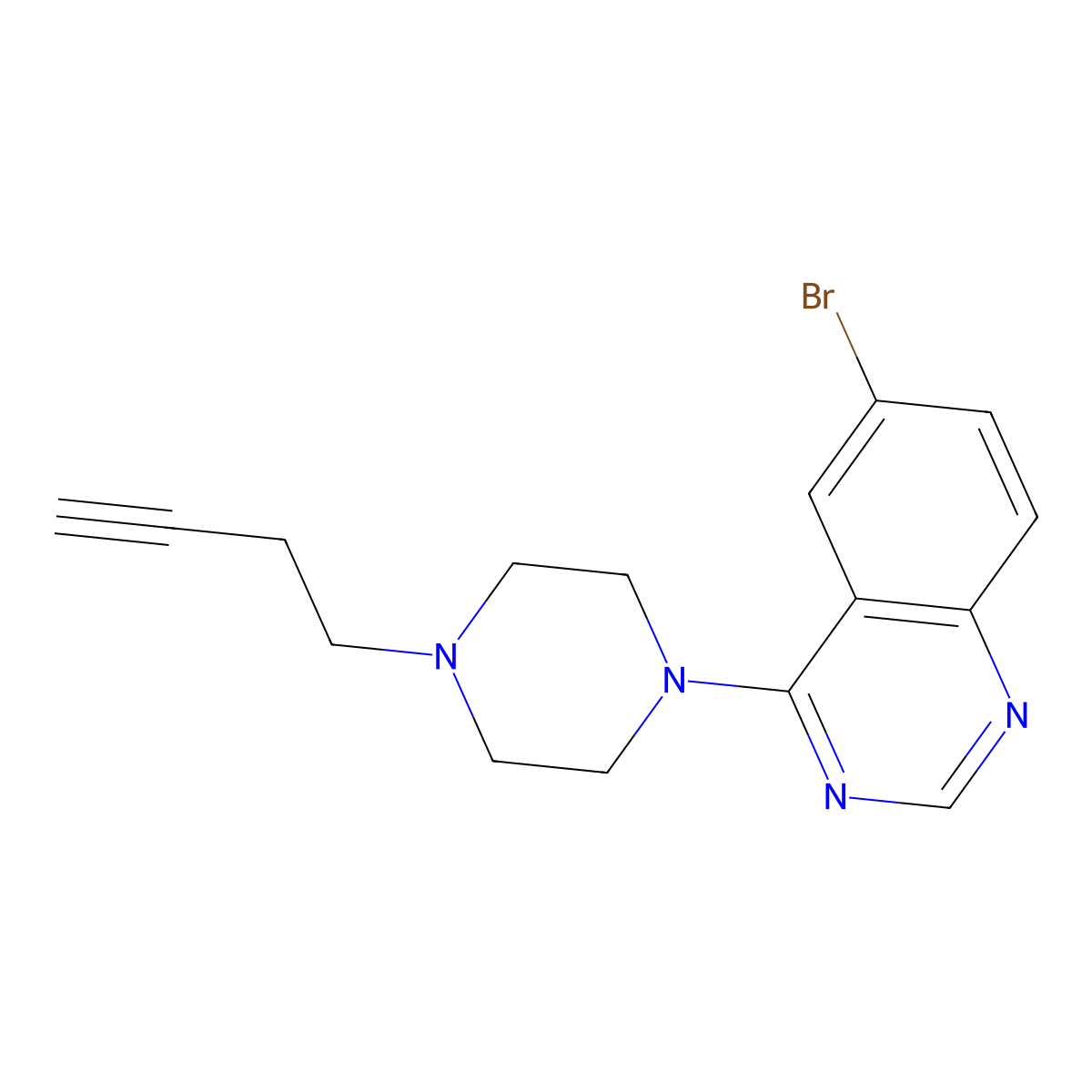 6-Bromo-4-[4-(but-3-yn-1-yl)piperazin-1-yl]quinazoline molecular structure, CAS 1626172-63-1