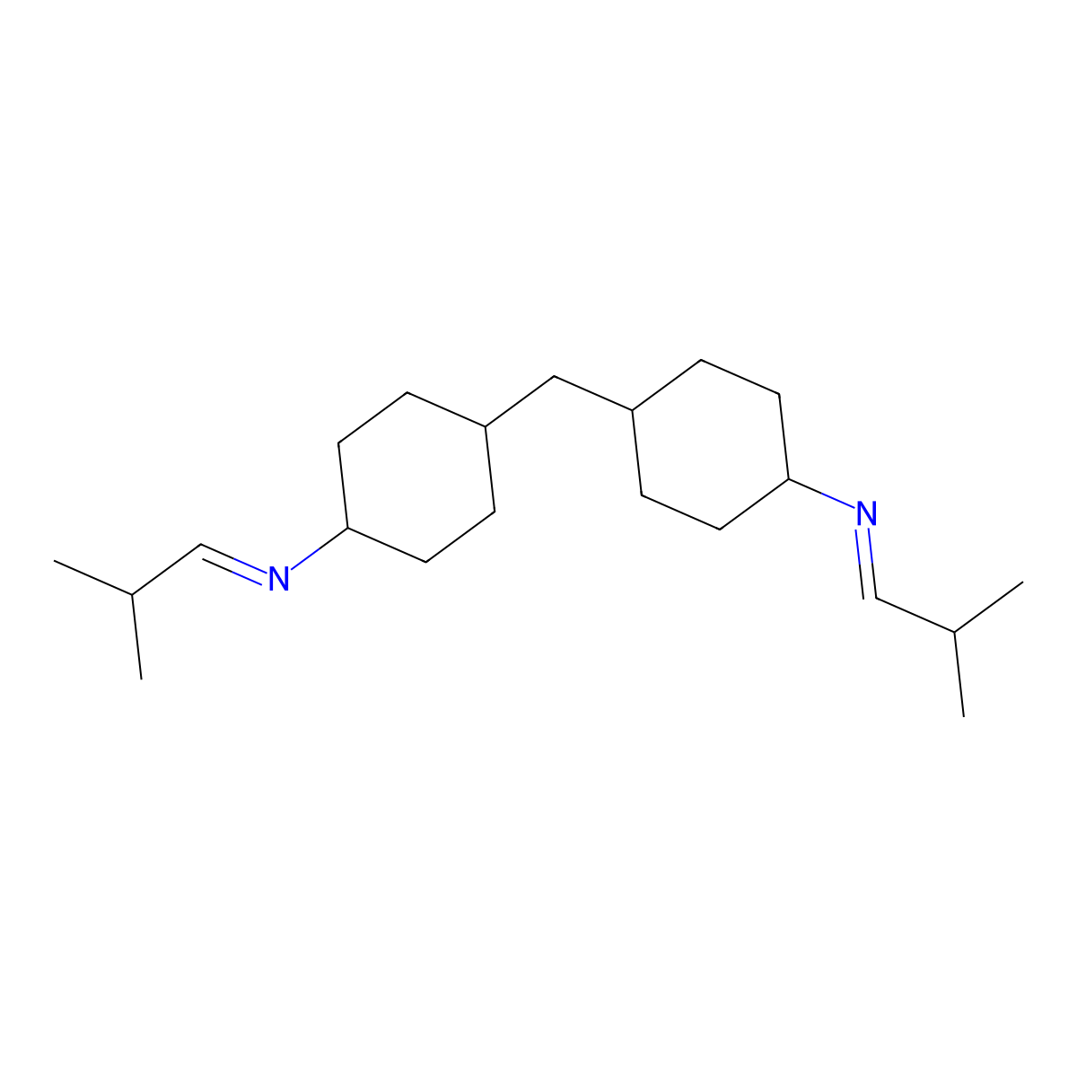Cyclohexanamine, 4,4'-methylenebis[N-(2-methylpropylidene)- molecular structure, CAS 162627-35-2