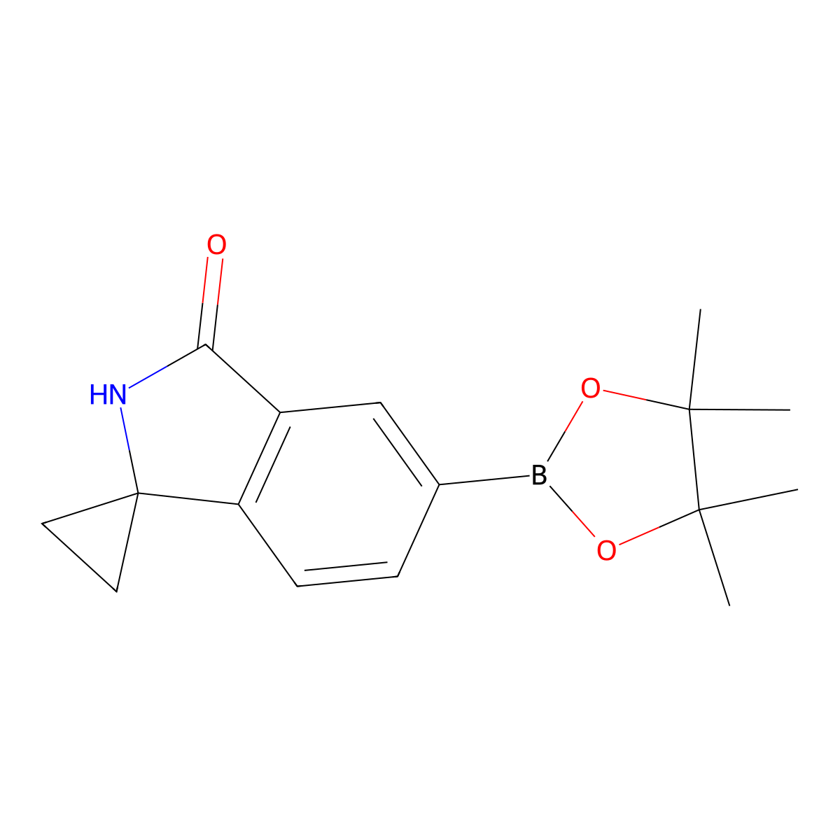 5'-(4,4,5,5-Tetramethyl-1,3,2-dioxaborolan-2-yl)spiro[cyclopropane-1,1'-isoindolin]-3'-one molecular structure, CAS 1626335-64-5