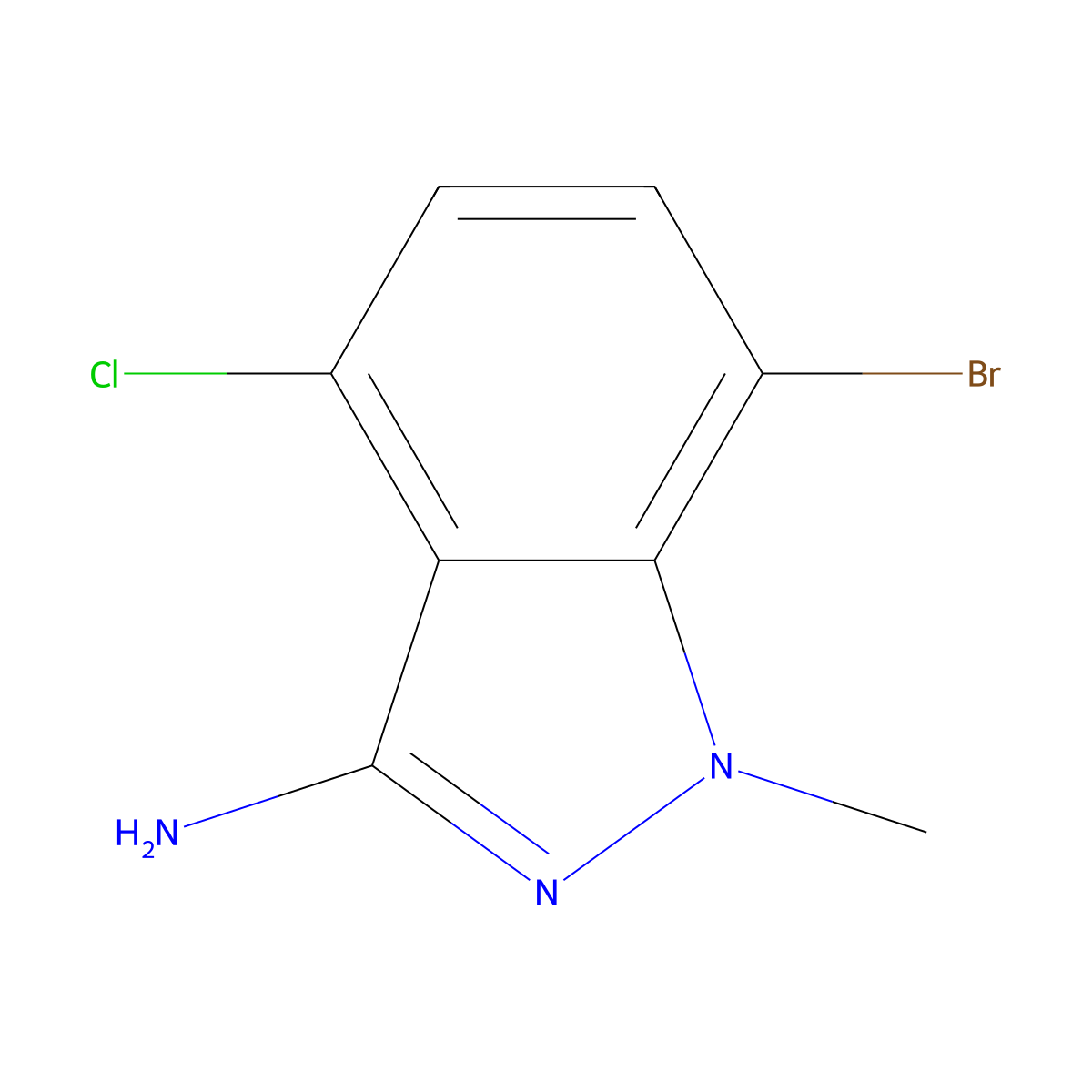 7-Bromo-4-chloro-1-methyl-1H-indazol-3-amine molecular structure, CAS 1626335-83-8