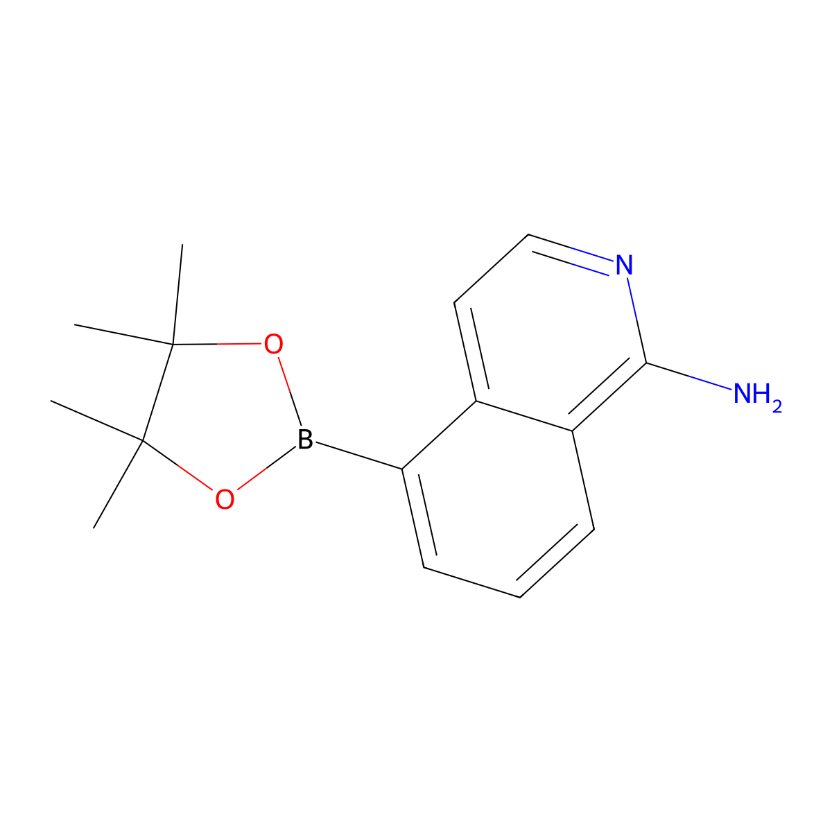 5-(4,4,5,5-Tetramethyl-1,3,2-dioxaborolan-2-yl)isoquinolin-1-amine molecular structure, CAS 1626337-92-5
