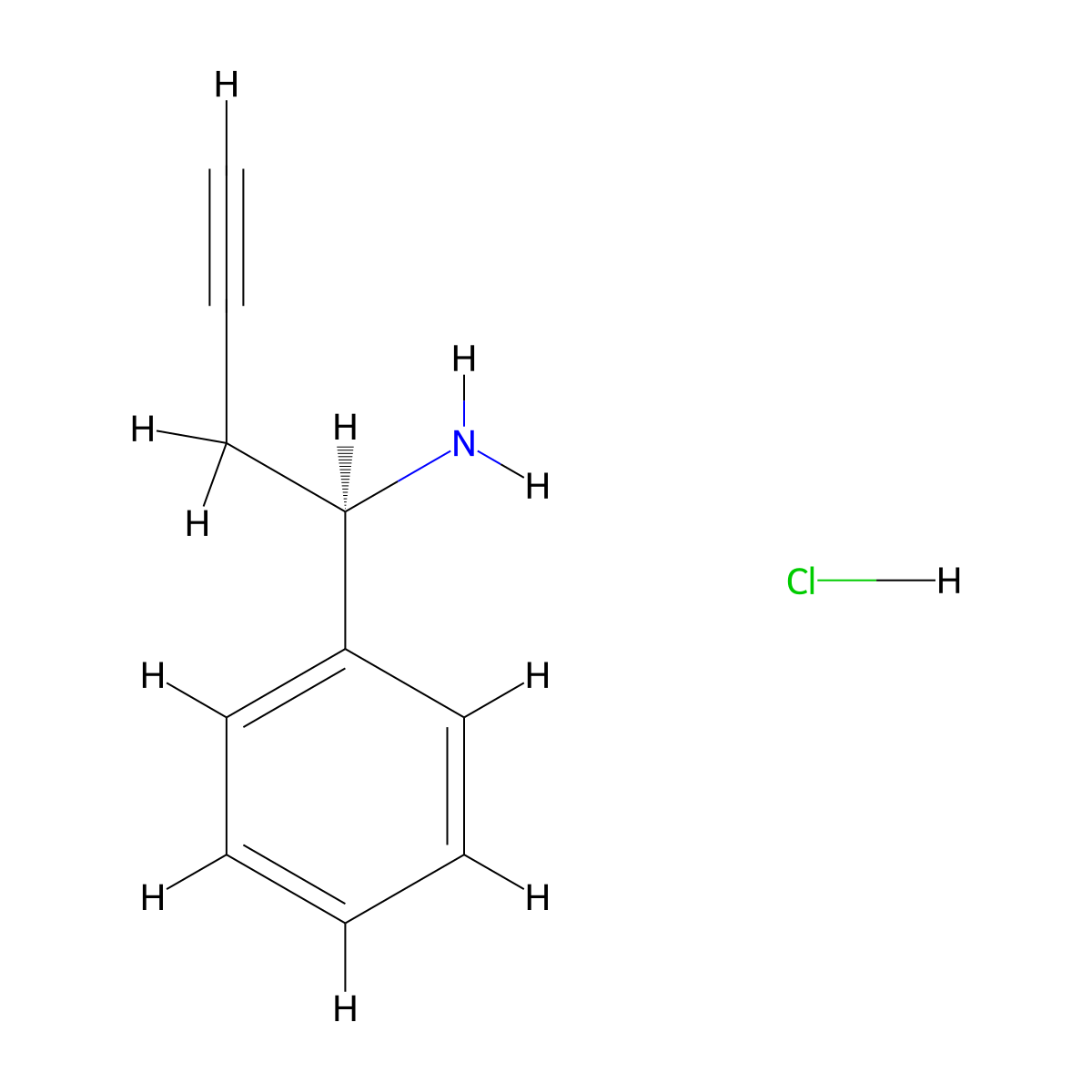 (1R)-1-phenylbut-3-yn-1-amine hydrochloride molecular structure, CAS 162638-91-7
