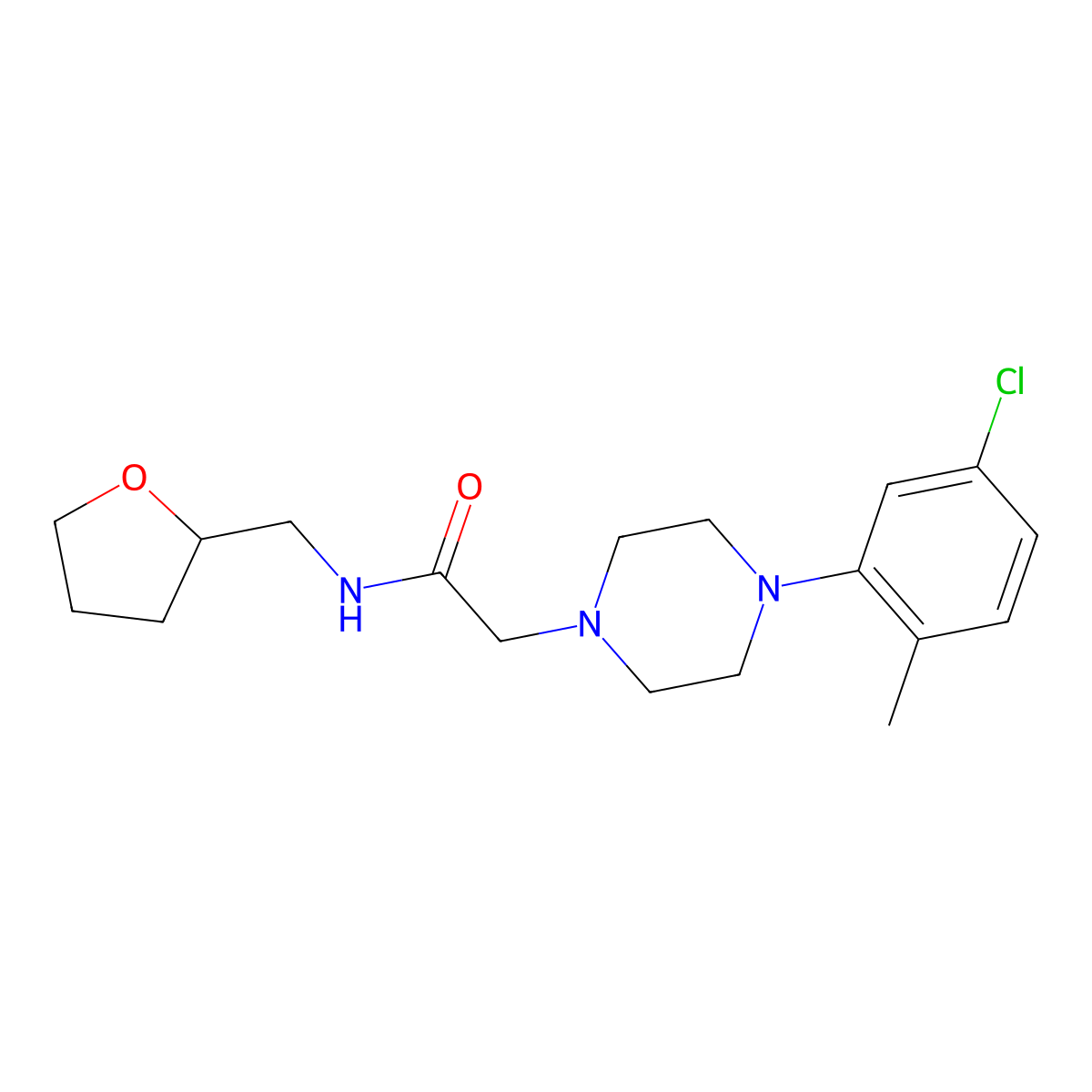 2-[4-(5-chloro-2-methylphenyl)piperazin-1-yl]-N-[(oxolan-2-yl)methyl]acetamide molecular structure, CAS 1626384-28-8