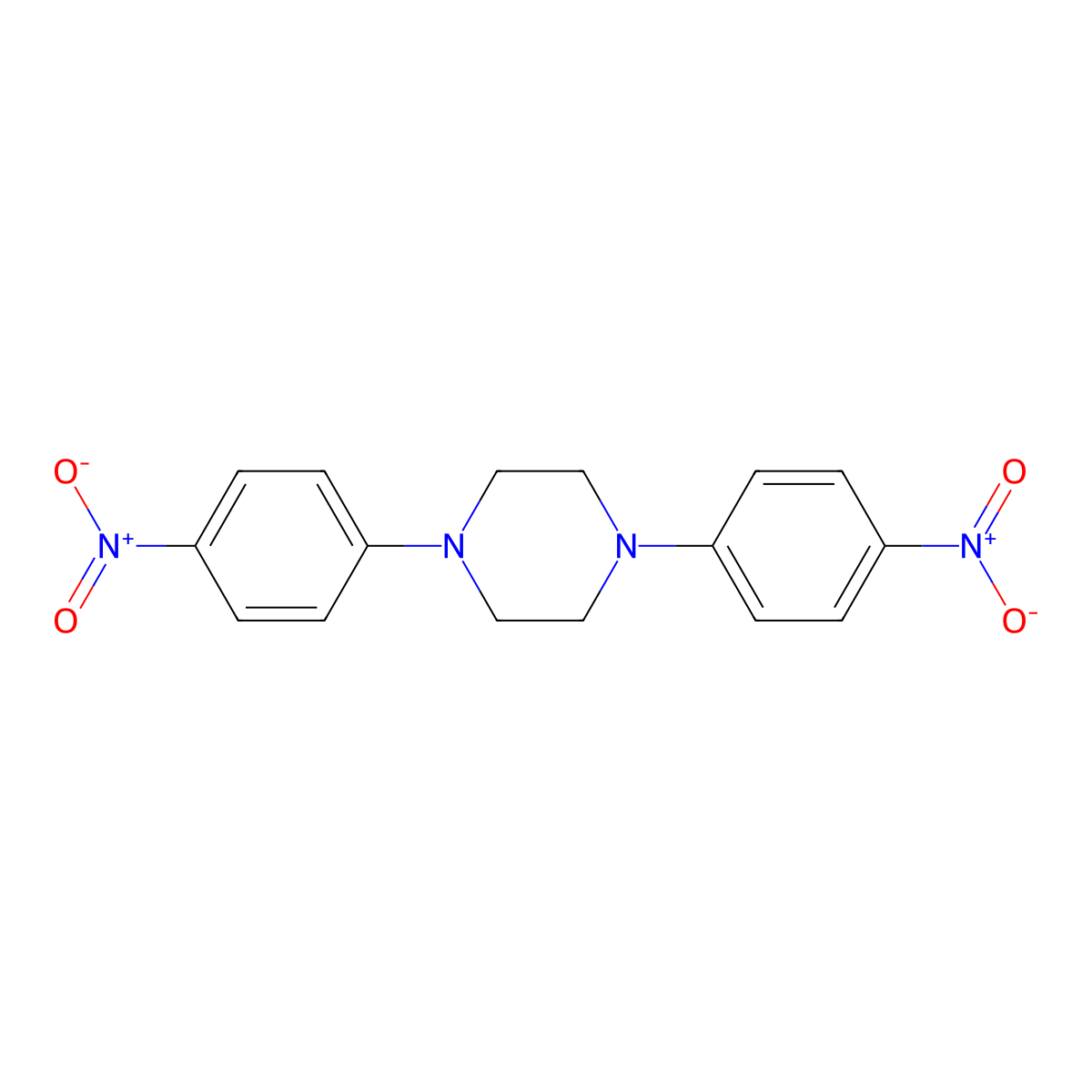 1,4-Bis(4-nitrophenyl)piperazine molecular structure, CAS 16264-05-4