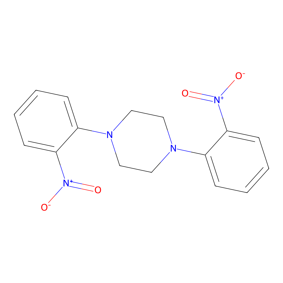 1,4-Bis(2-nitrophenyl)piperazine molecular structure, CAS 16264-16-7