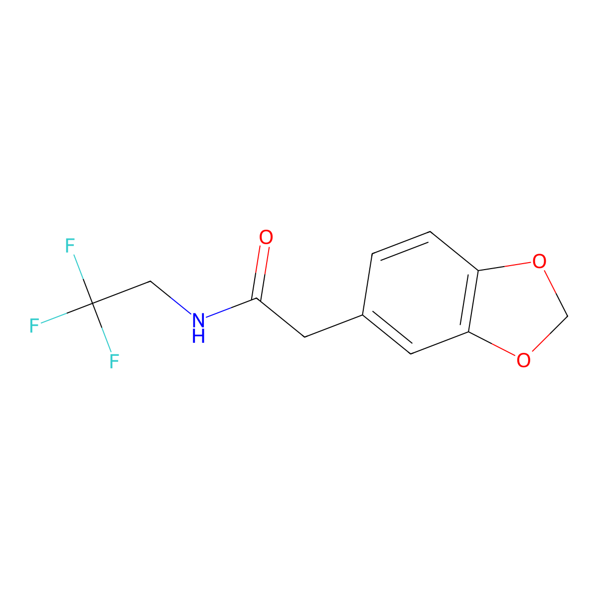 2-(2H-1,3-benzodioxol-5-yl)-N-(2,2,2-trifluoroethyl)acetamide molecular structure, CAS 1626401-96-4